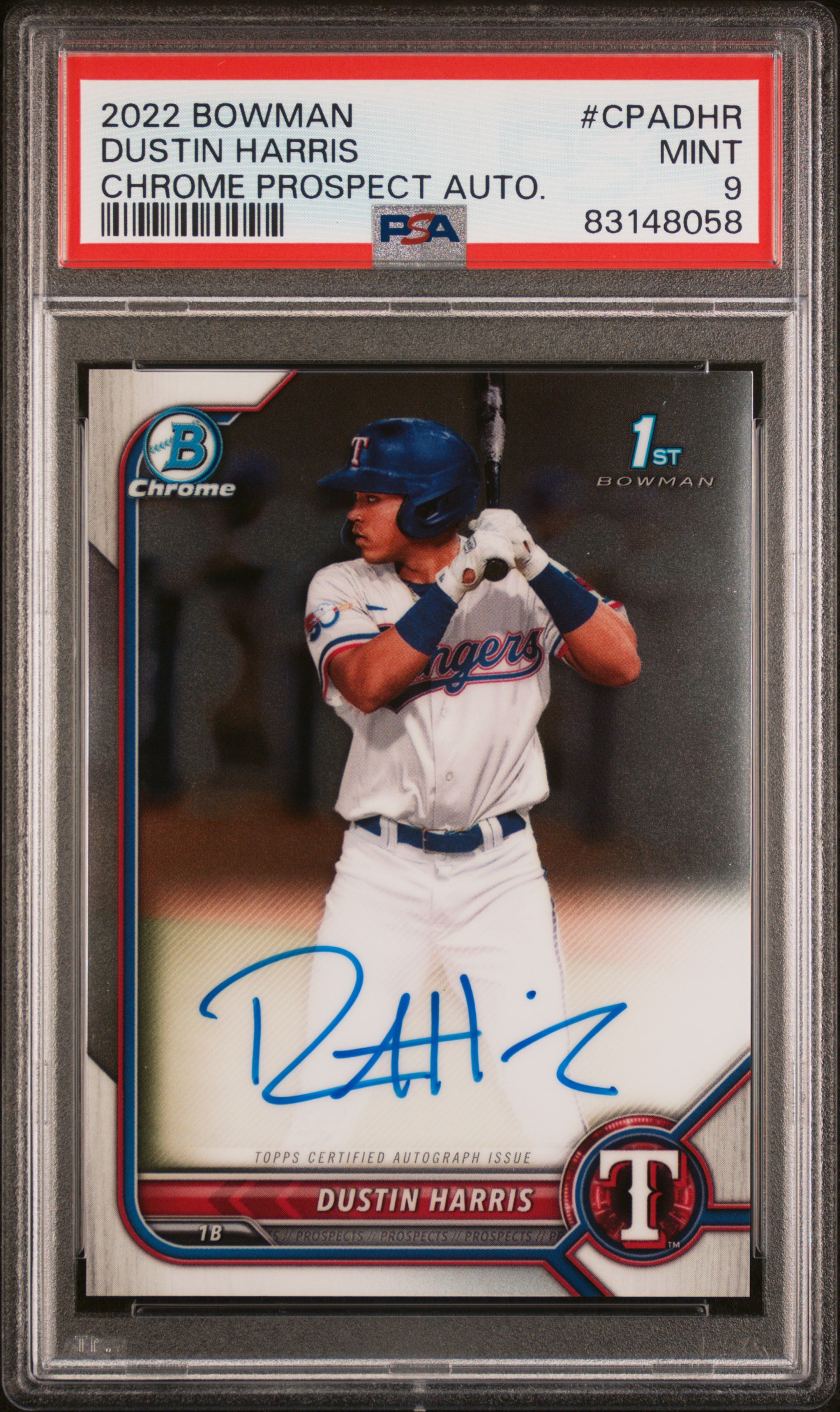 2022 BOWMAN CHROME PROSPECT AUTOGRAPHS #CPADHR DUSTIN HARRIS CHROME PROSPECT AUTO.