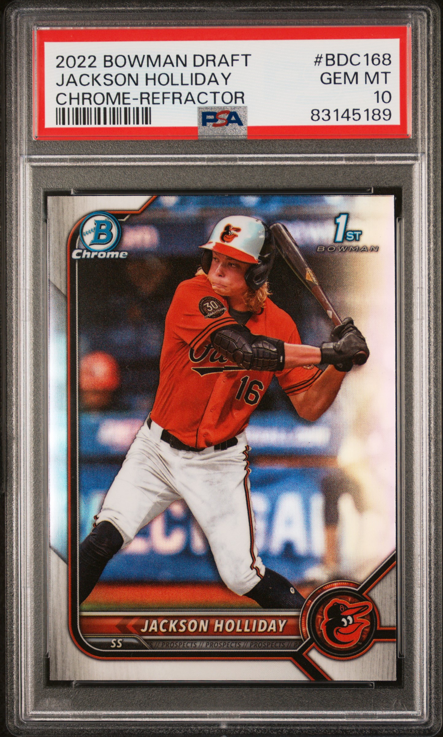 2022 BOWMAN DRAFT #BDC168 JACKSON HOLLIDAY CHROME-REFRACTOR