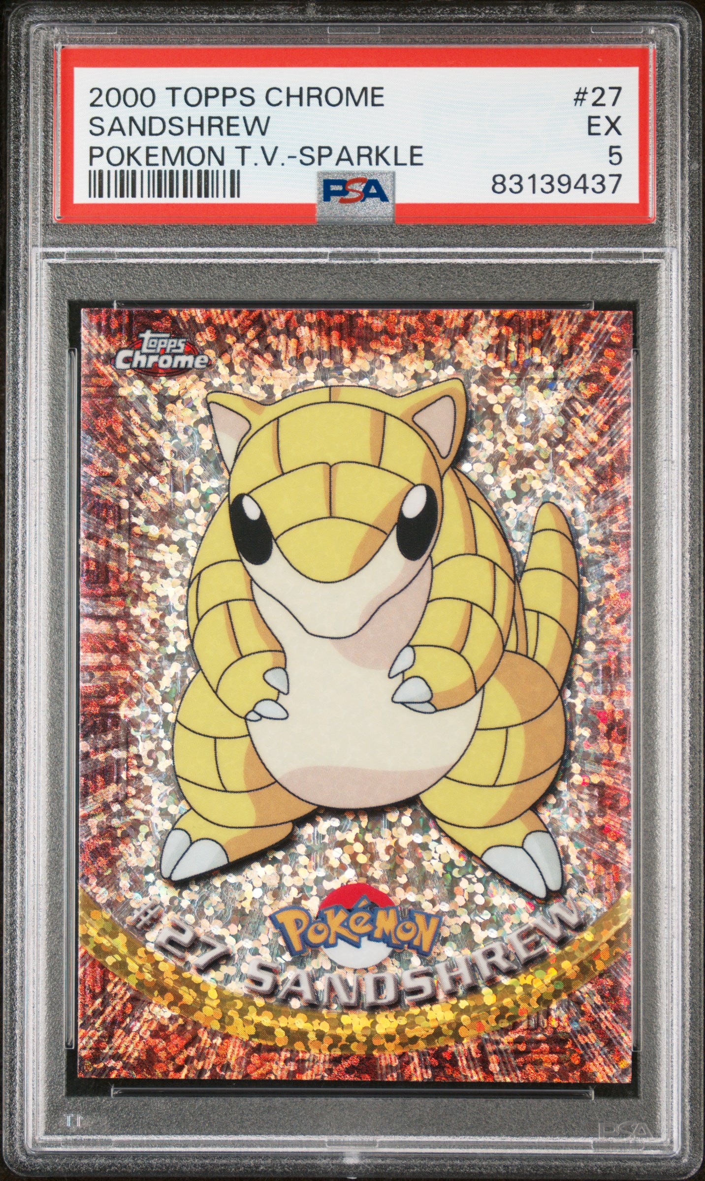 2000 TOPPS CHROME POKEMON T.V. #27 SANDSHREW POKEMON T.V.-SPARKLE
