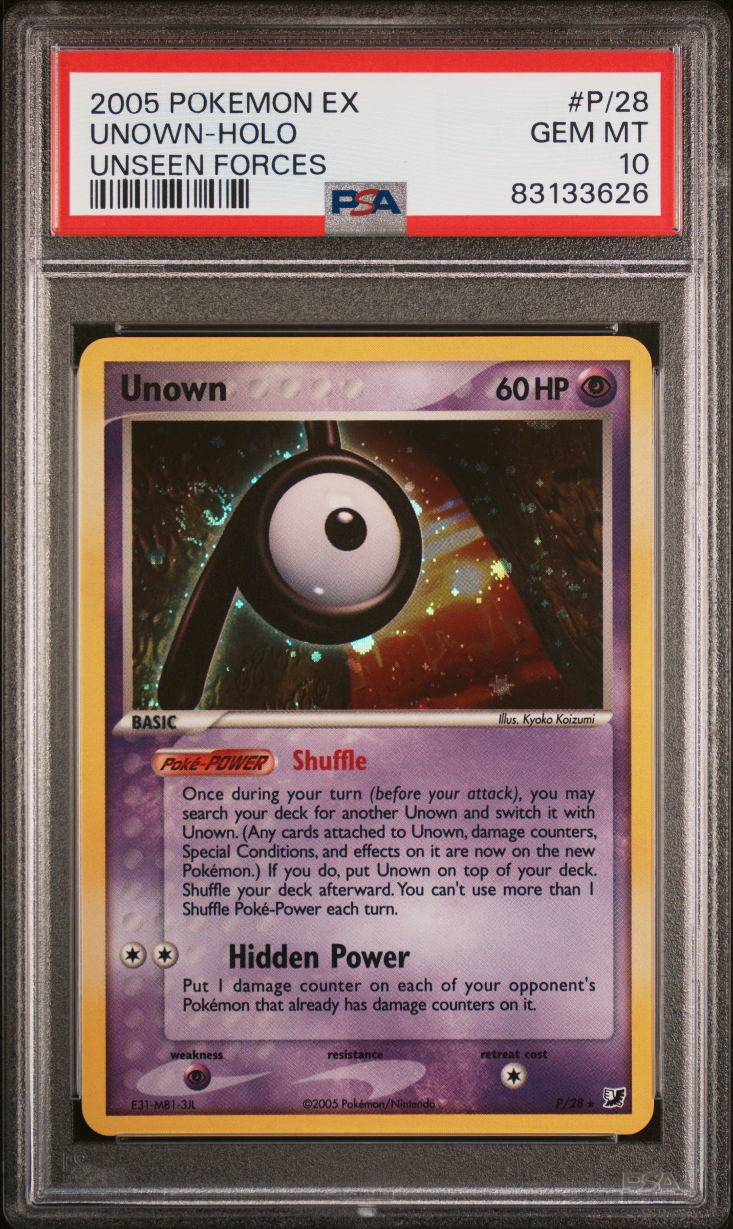 2005 POKEMON EX UNSEEN FORCES #P/28 UNOWN-HOLO UNSEEN FORCES