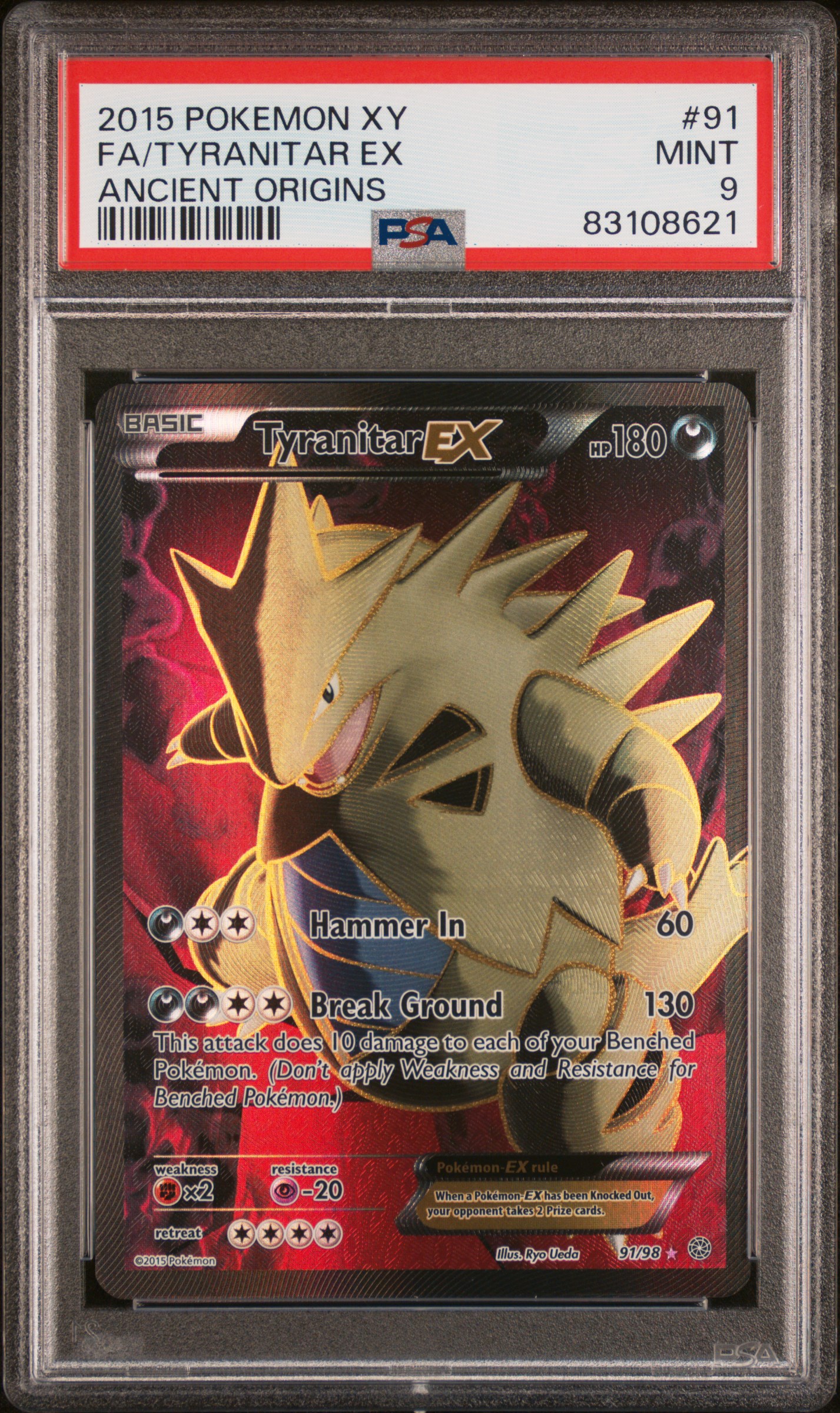 2015 POKEMON XY ANCIENT ORIGINS #91 FA/TYRANITAR EX ANCIENT ORIGINS