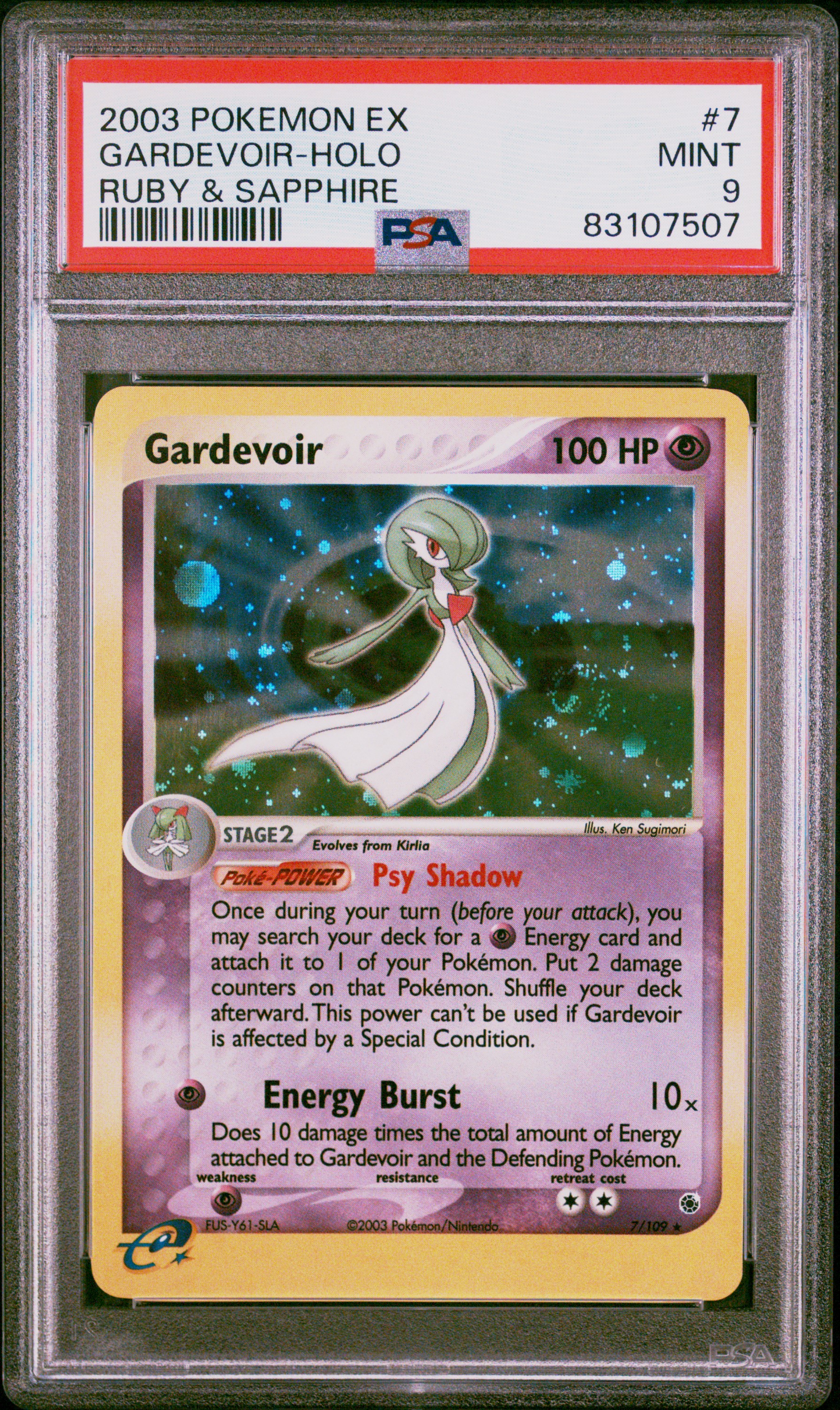 2003 Pokemon Ex Ruby & Sapphire Holofoil #7 Gardevoir – PSA MINT 9