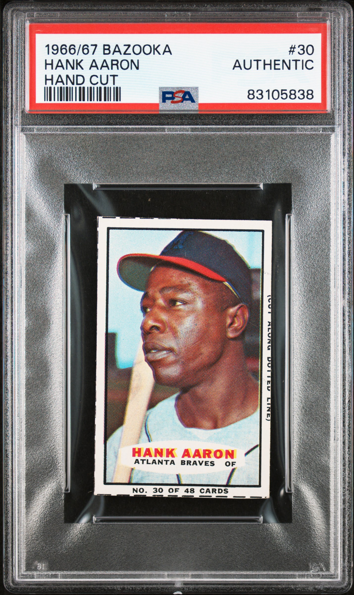 1966-67 BAZOOKA #30 HANK AARON HAND CUT