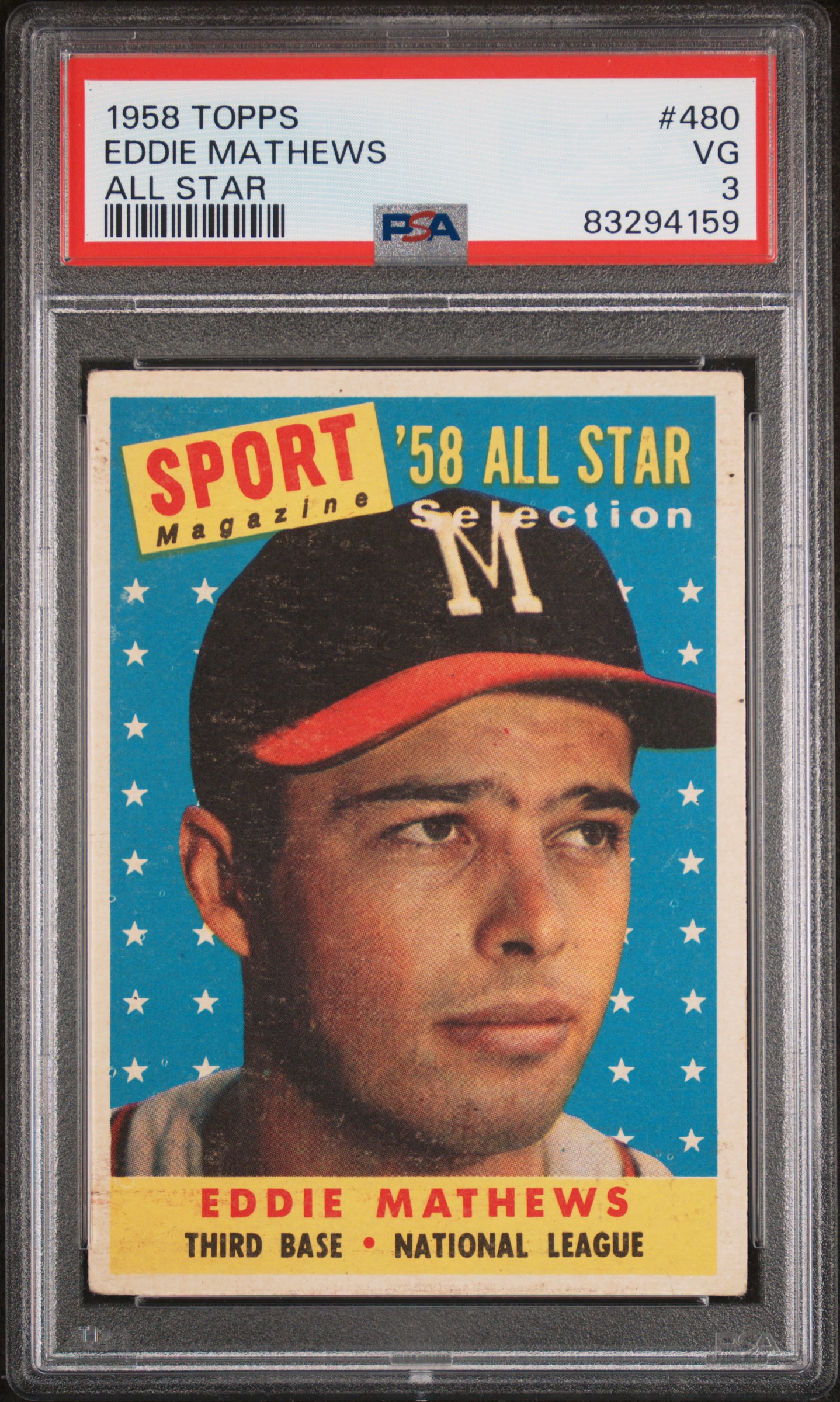 1958 TOPPS #480 EDDIE MATHEWS ALL STAR