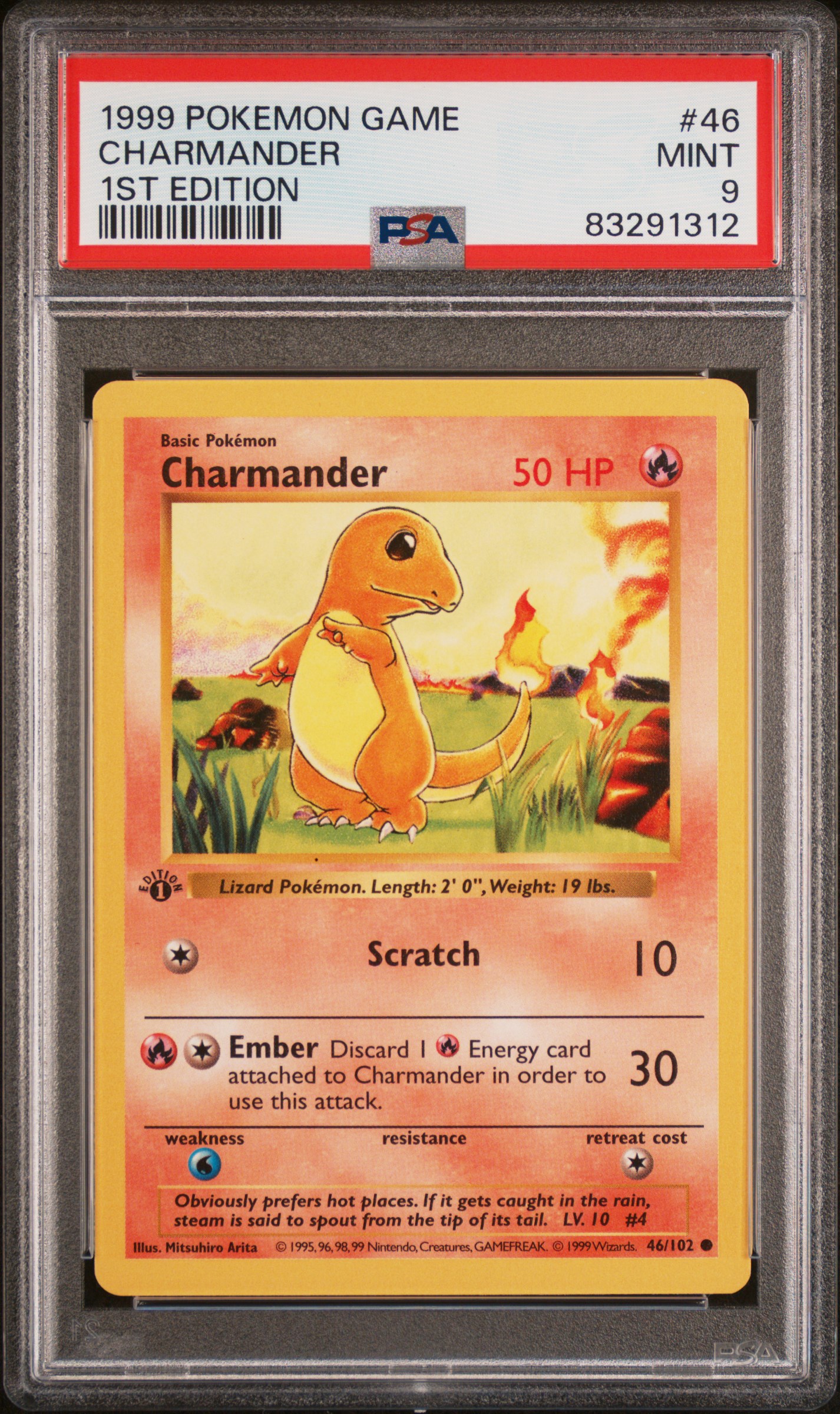 1999 POKEMON GAME #46 CHARMANDER 1ST EDITION