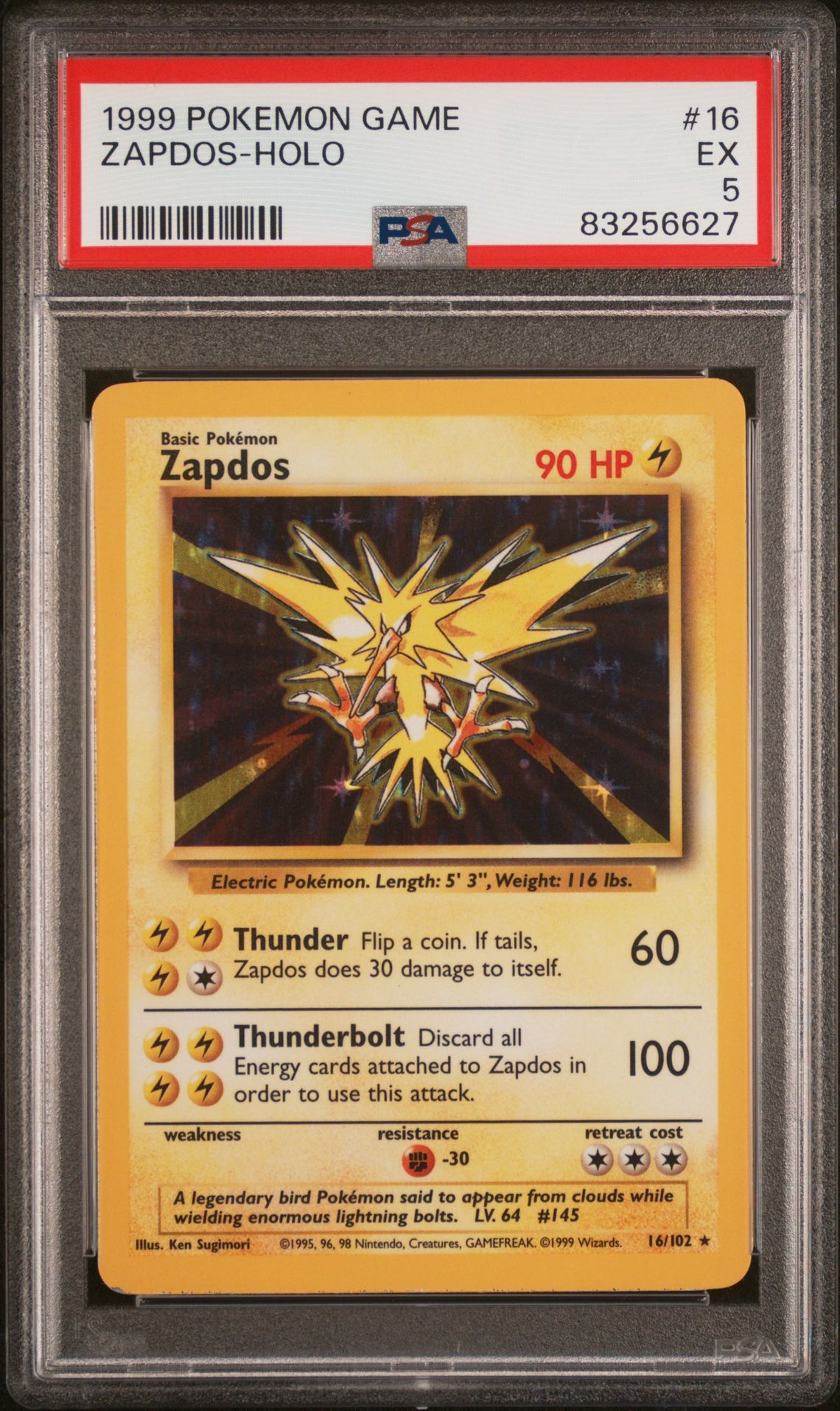 1999 Pokemon POKEMON GAME Holo #16 Zapdos-Holo front