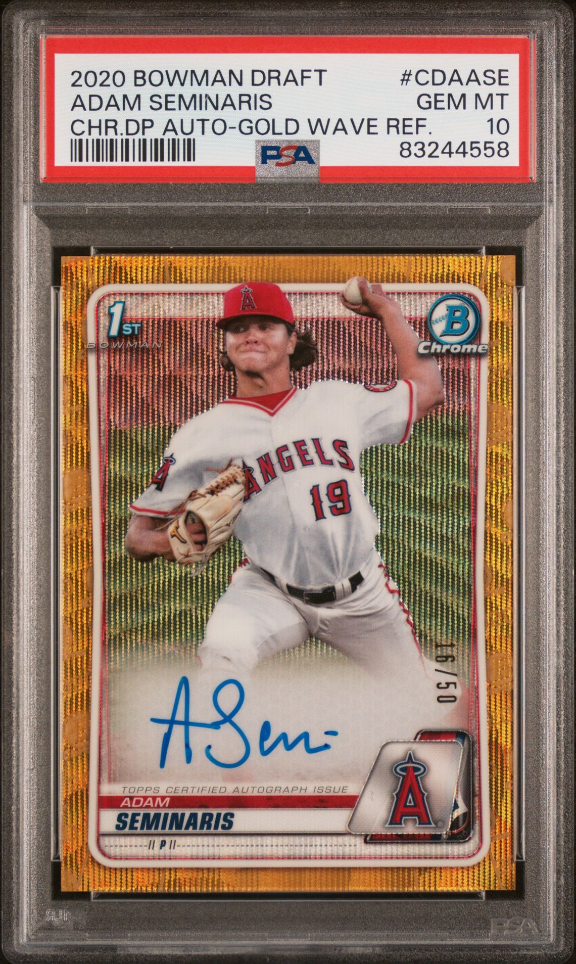 2020 Bowman BOWMAN DRAFT CHROME DRAFT PICKS AUTOGRAPHS Wave #CDAASE Adam Seminaris front