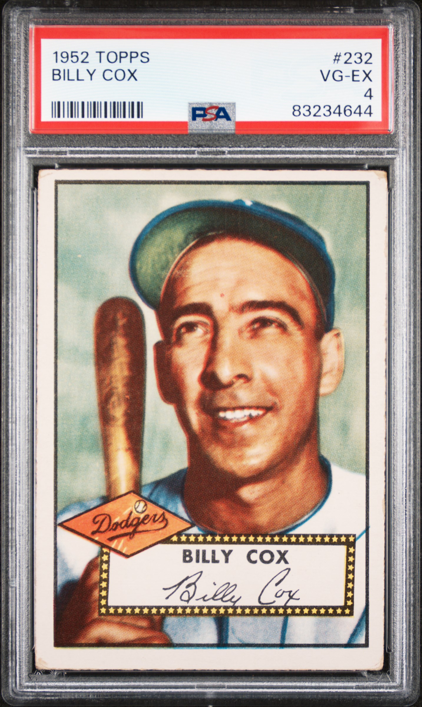 1952 Topps #232 Billy Cox – PSA VG-EX 4