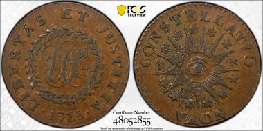 1785 C Nova 1/2P Pointed Rays AU55BN