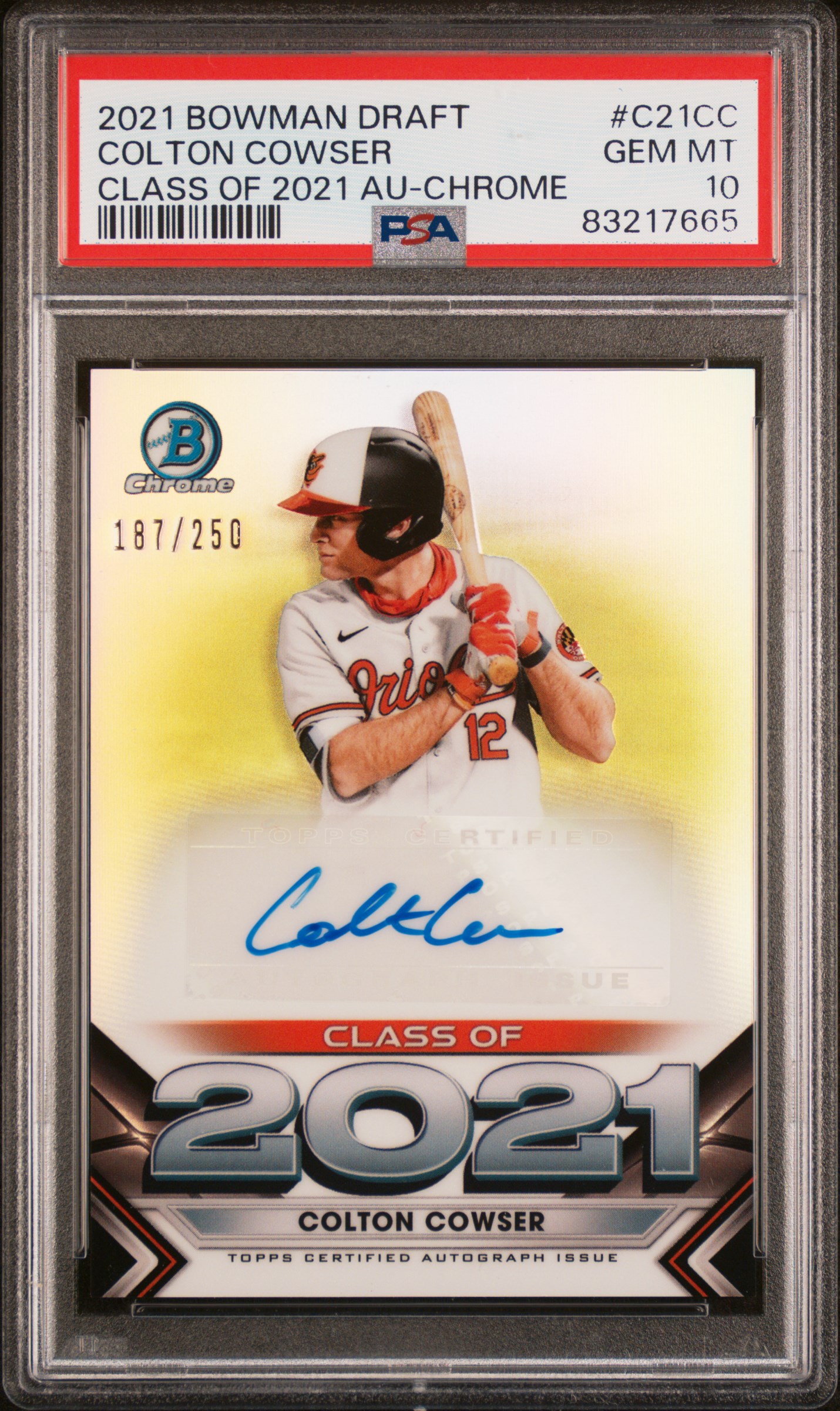 2021 BOWMAN DRAFT CLASS OF 2021 AUTOGRAPHS #C21CC COLTON COWSER CLASS OF 2021 AU-CHROME