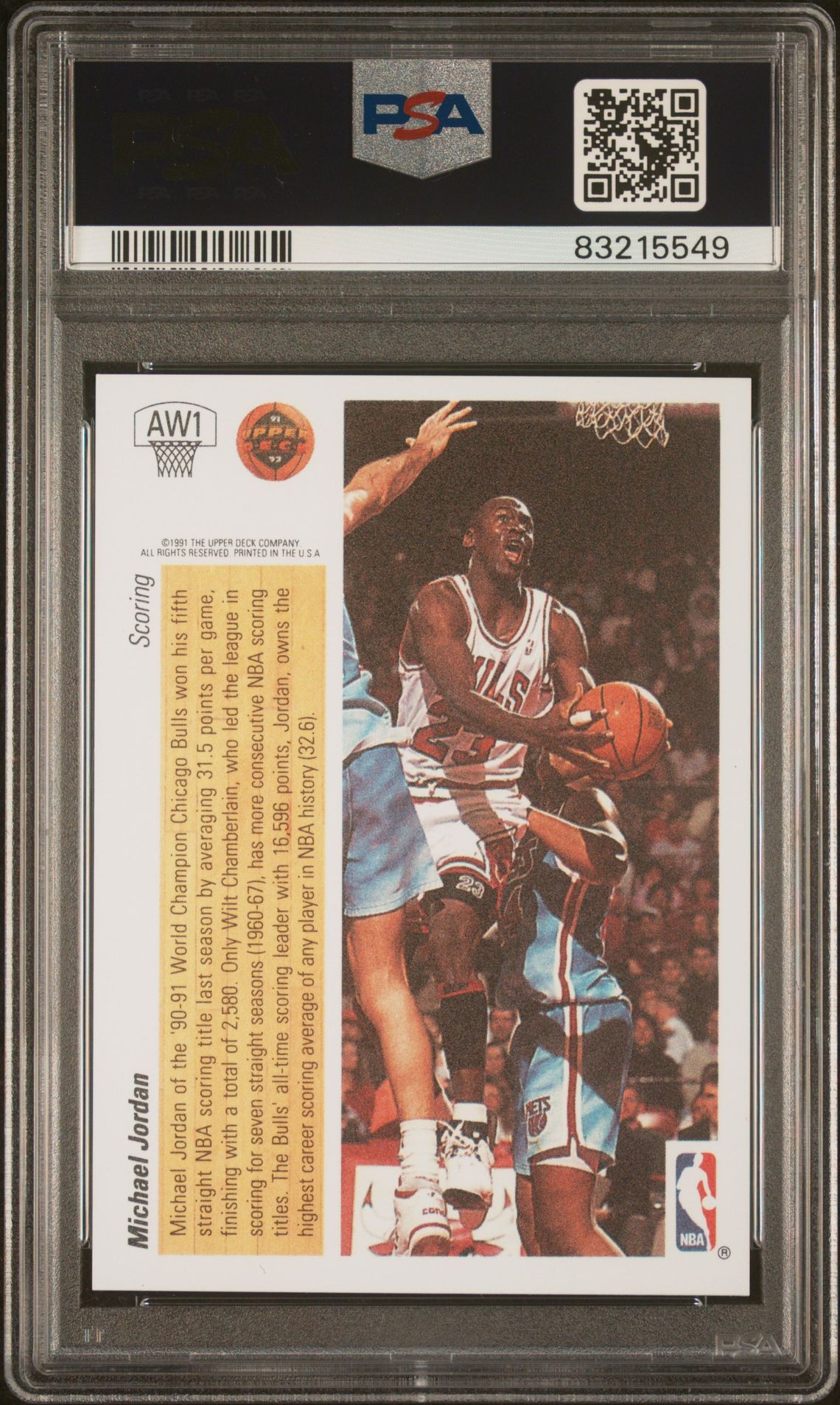 1991 Upper Deck Award Winner Hologram Michael Jordan #Aw1 (Holograms) Mint 9 back