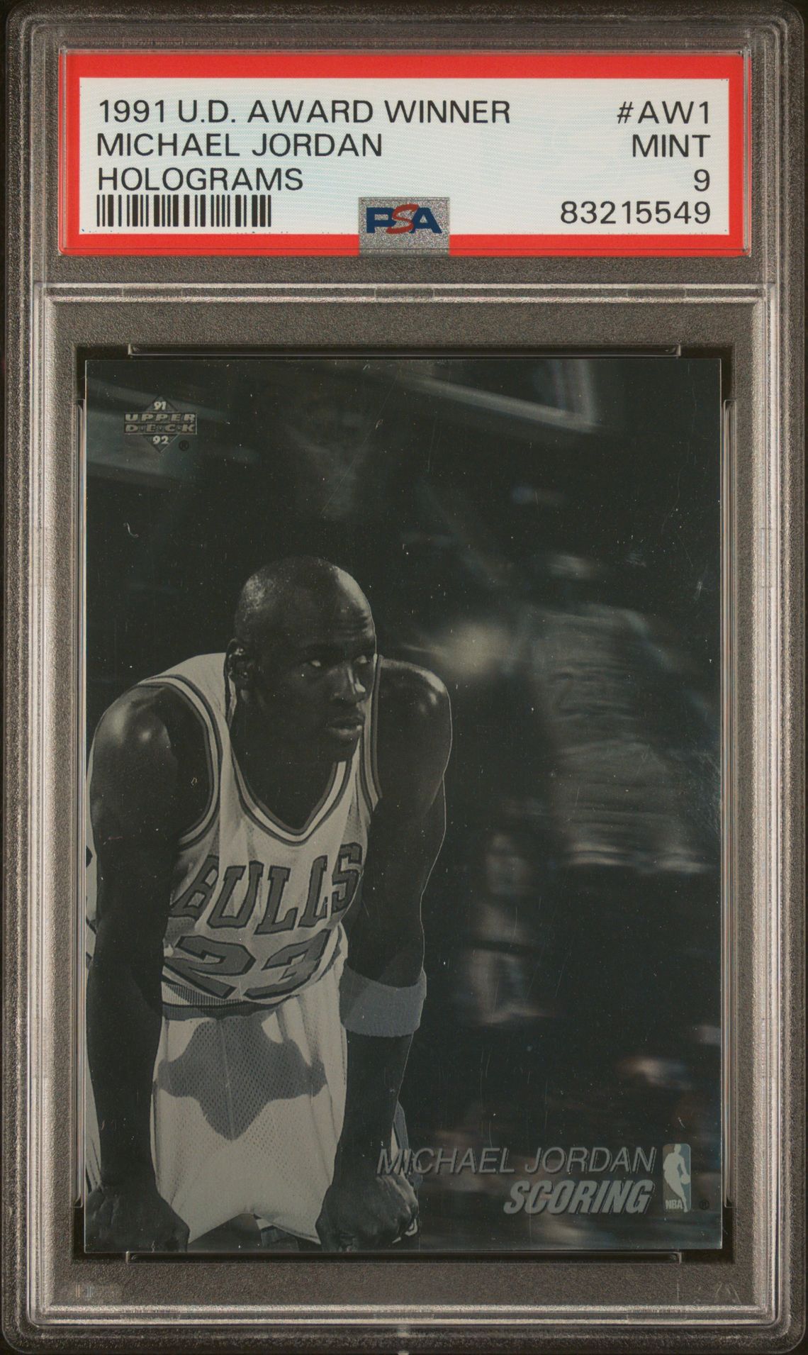 1991 Upper Deck Award Winner Hologram Michael Jordan #Aw1 (Holograms) Mint 9 front