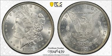 1880 $1 VAM 25, 0/9 Overdate MS65