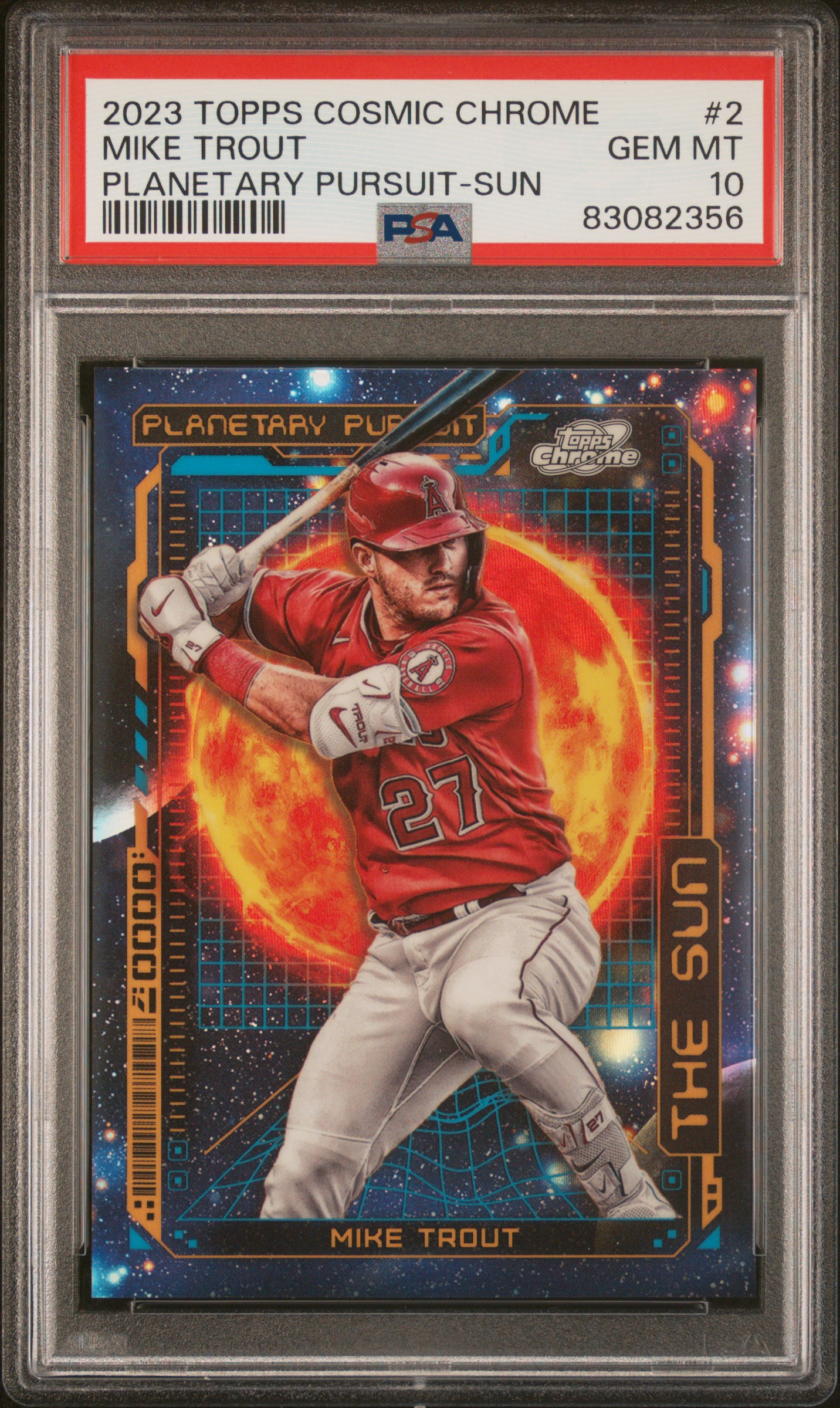 2023 TOPPS COSMIC CHROME PLANETARY PURSUIT #2 MIKE TROUT PLANETARY PURSUIT-SUN