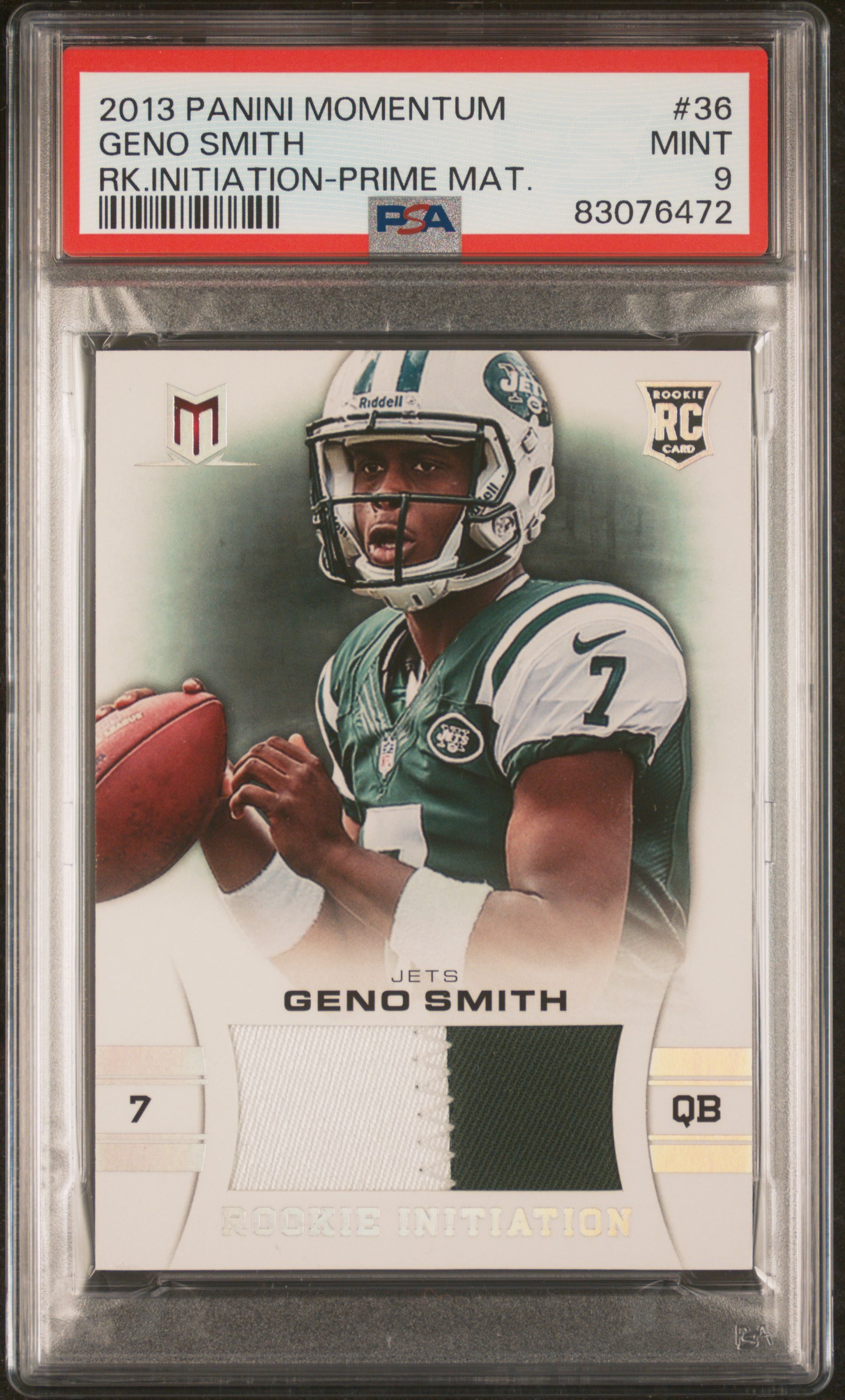 2013 PANINI MOMENTUM ROOKIE INITIATION #36 GENO SMITH RK.INITIATION-PRIME MAT.