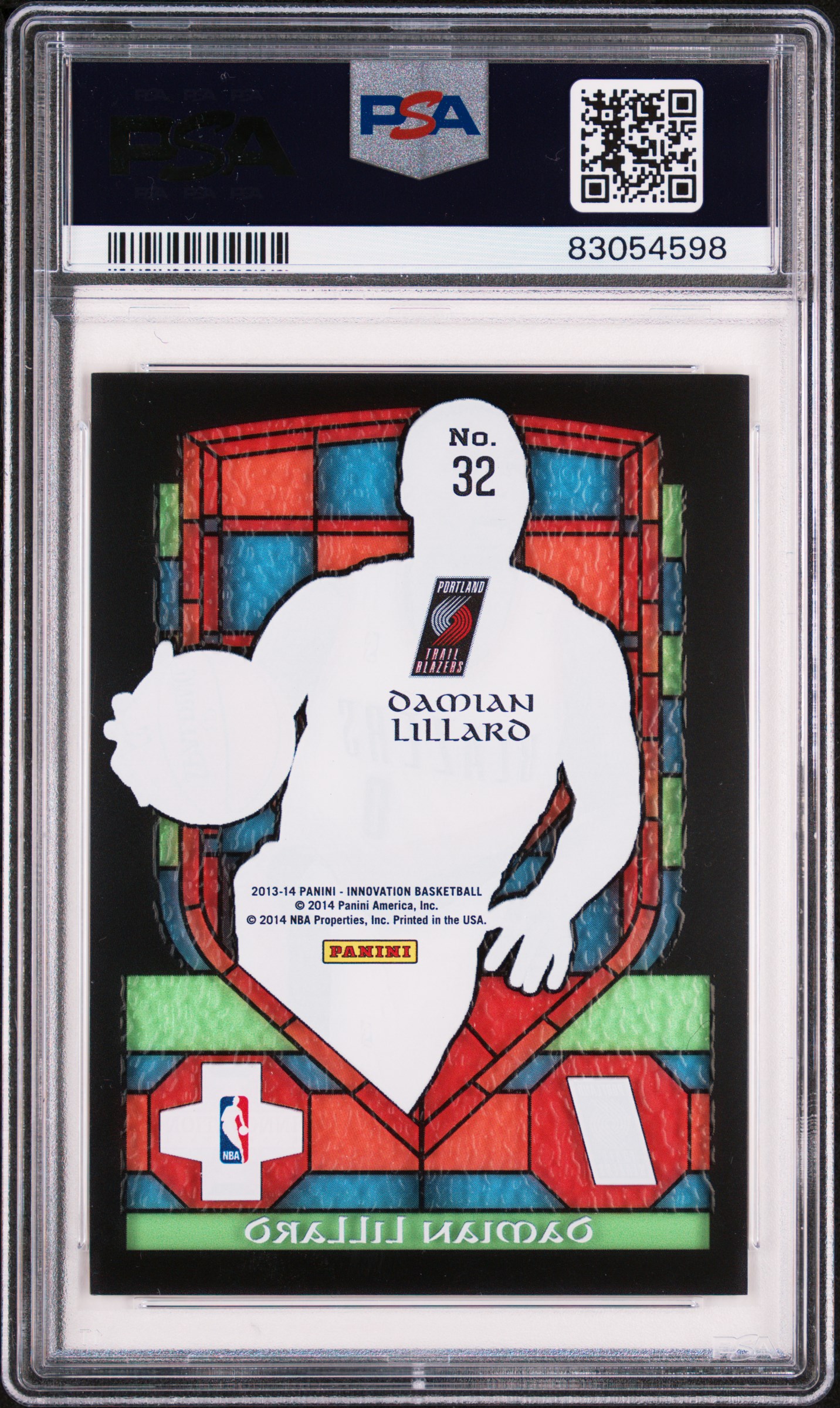 2013 Panini Innovation Stained Glass Damian Lillard #32 (Stained Glass) Gem Mt 10 back