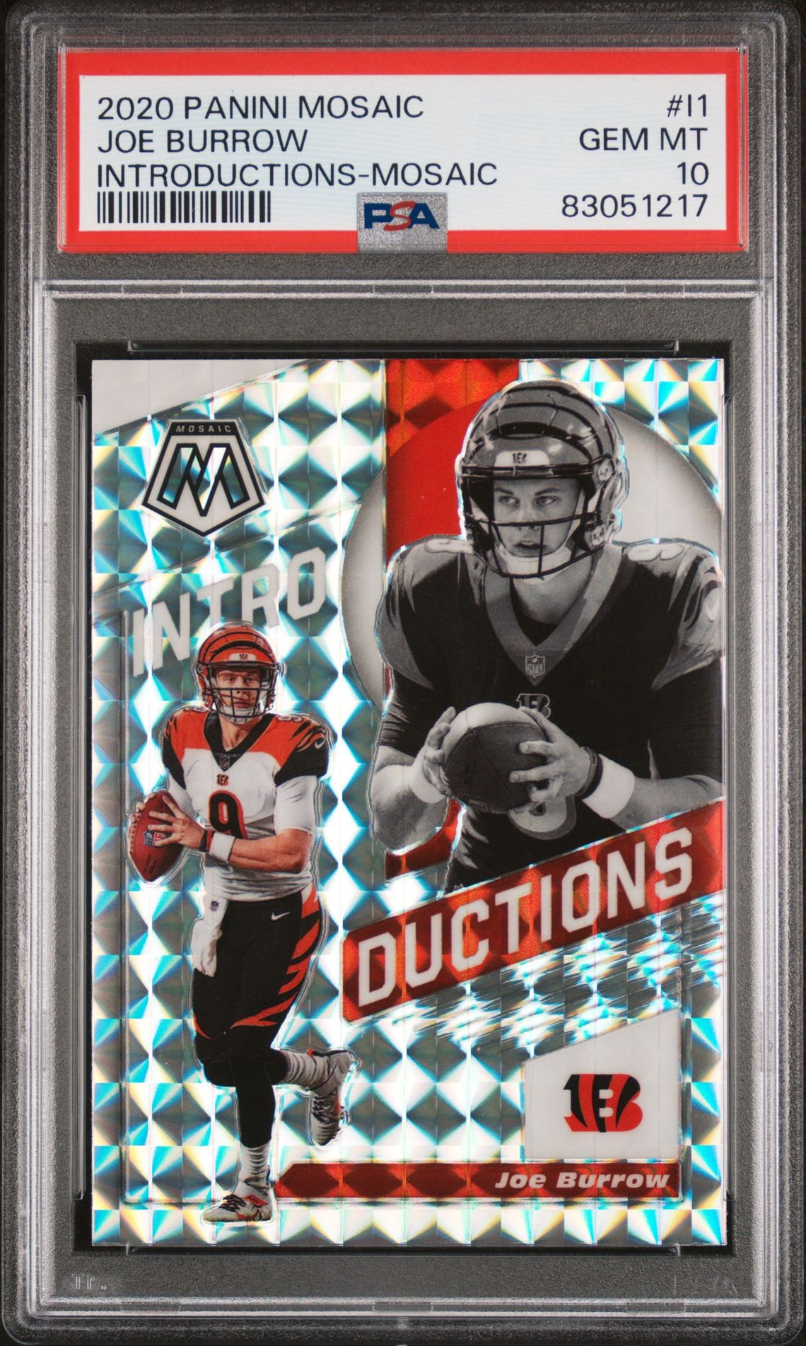 2020 Panini Mosaic Introductions Joe Burrow #I1 (Introductions-Mosaic) Gem Mt 10 front