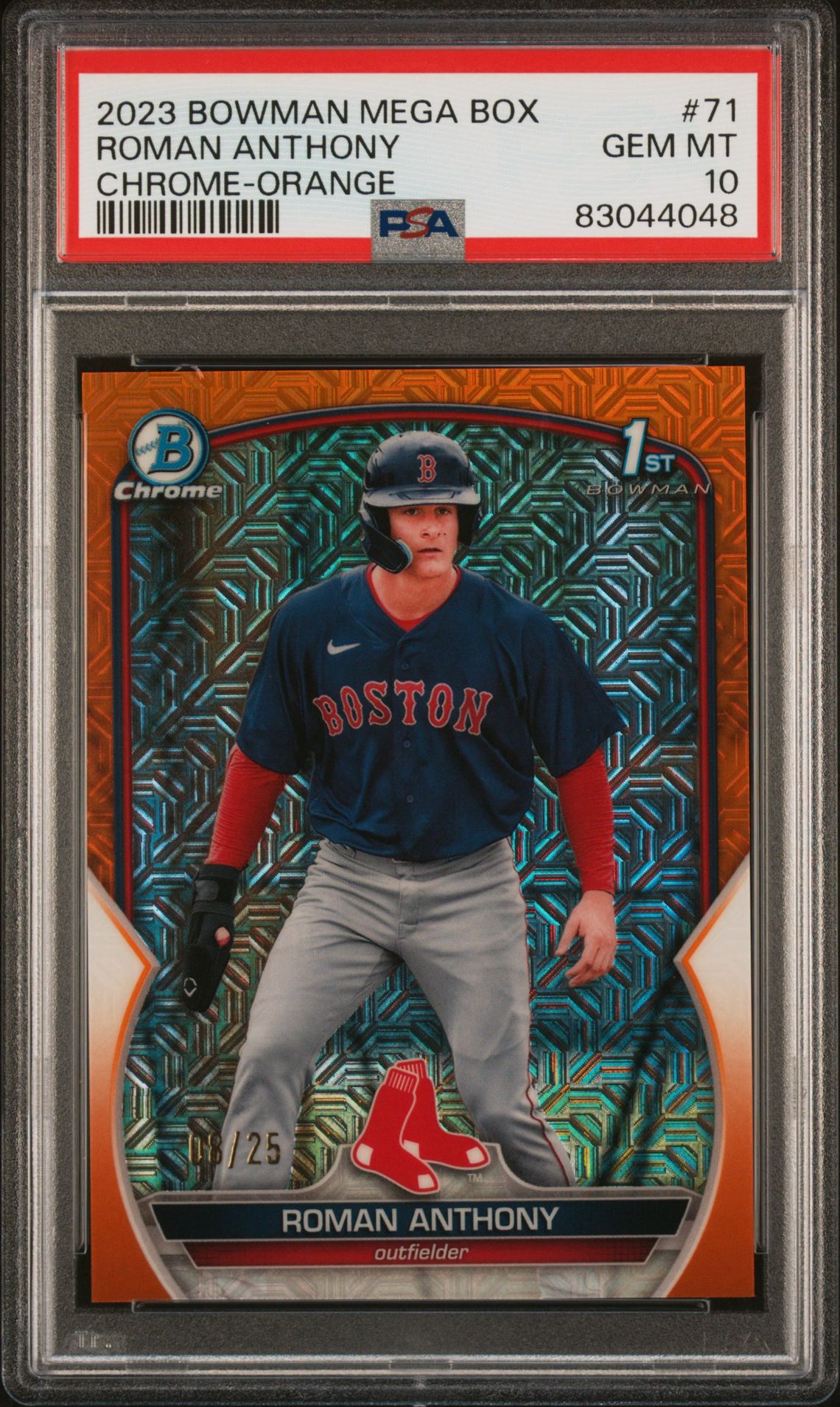 2023 Bowman Mega Box Chrome Roman Anthony #71 (Chrome-Orange Refractor) Gem Mt 10 front view - PSA graded GEM MT 10