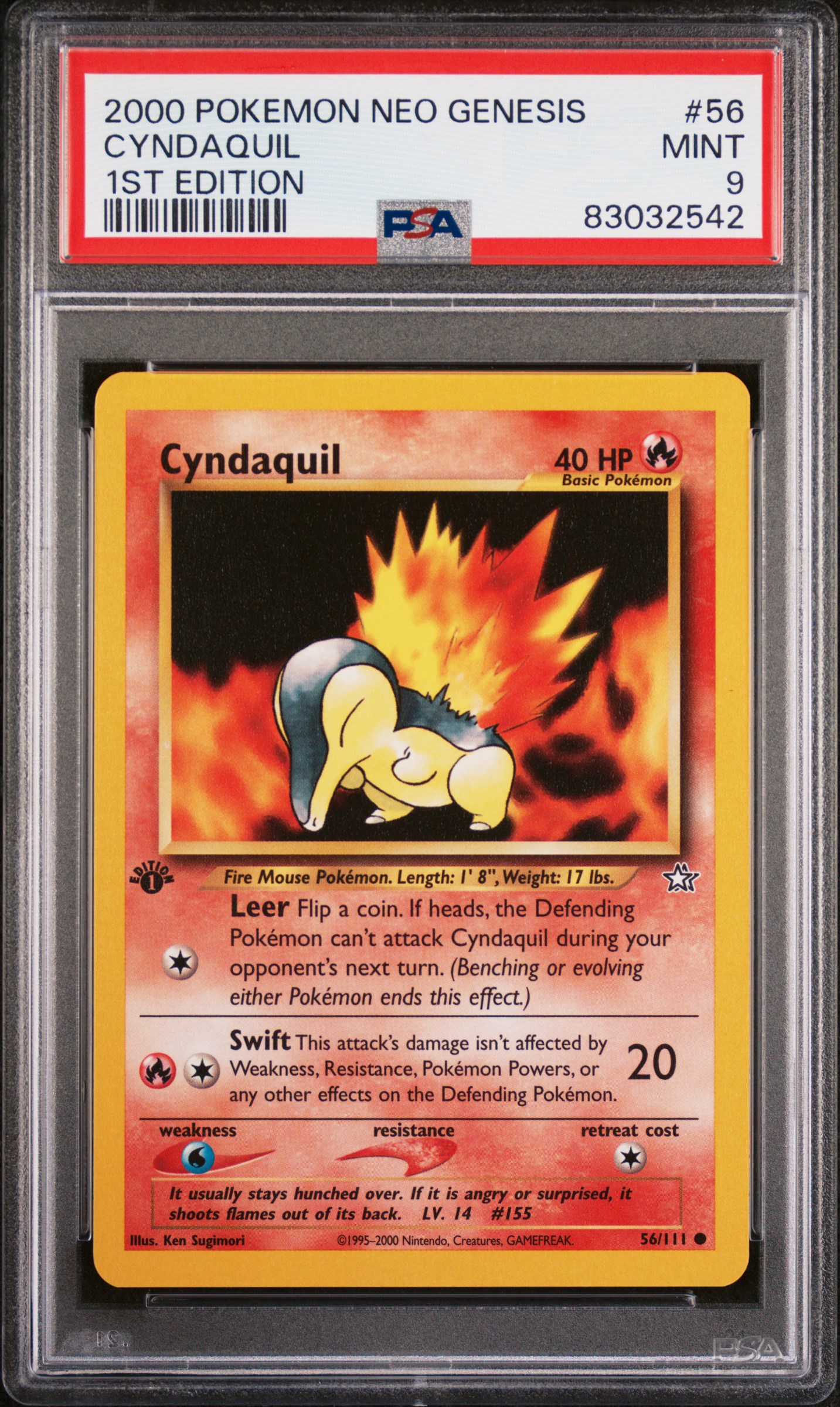 2000 POKEMON NEO GENESIS 1ST EDITION #56 CYNDAQUIL 1ST EDITION