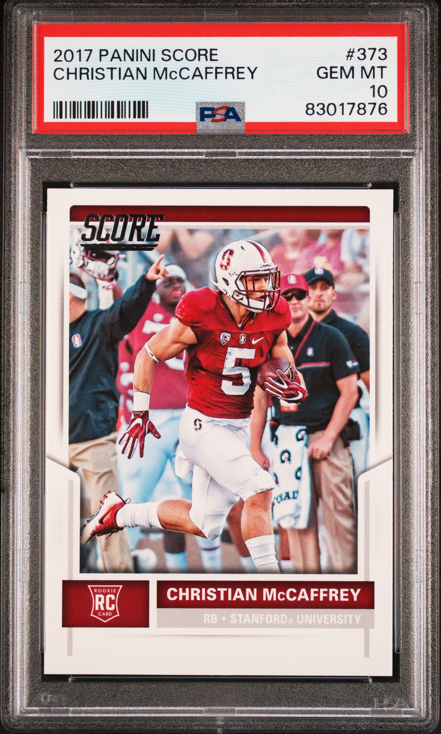 2017 Panini Score #373 Christian Mccaffrey Rookie Card – PSA GEM MT 10