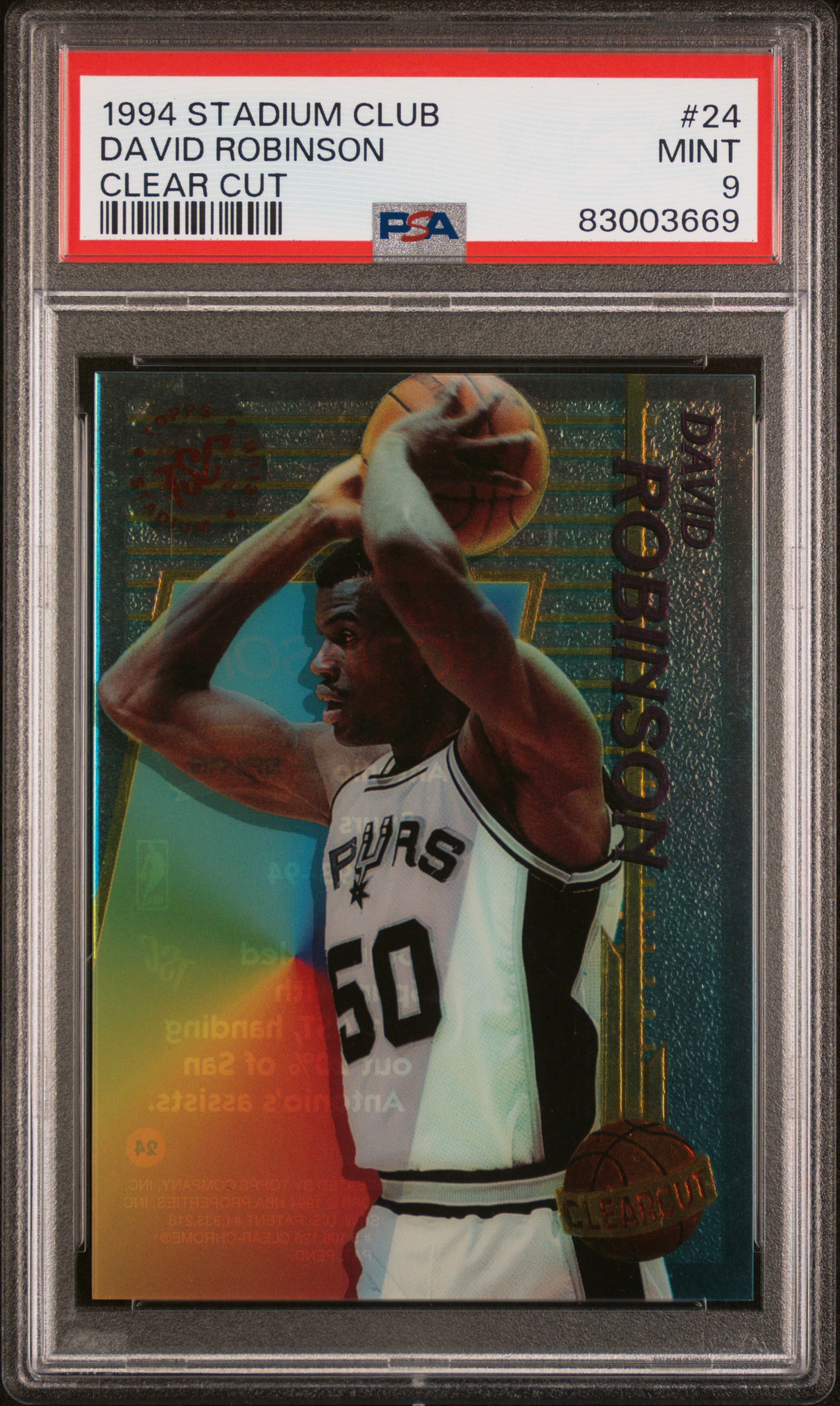 1994 STADIUM CLUB CLEAR CUT #24 DAVID ROBINSON CLEAR CUT