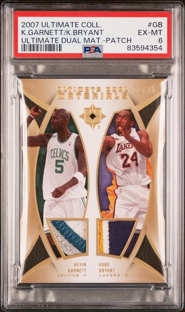 2007-08 Ultimate Collection Ultimate Dual Materials Patch #GB Kevin  Garnett/Kobe Bryant Game-Used Relic Card (#02/25) – PSA EX-MT 6 on Goldin  Auctions