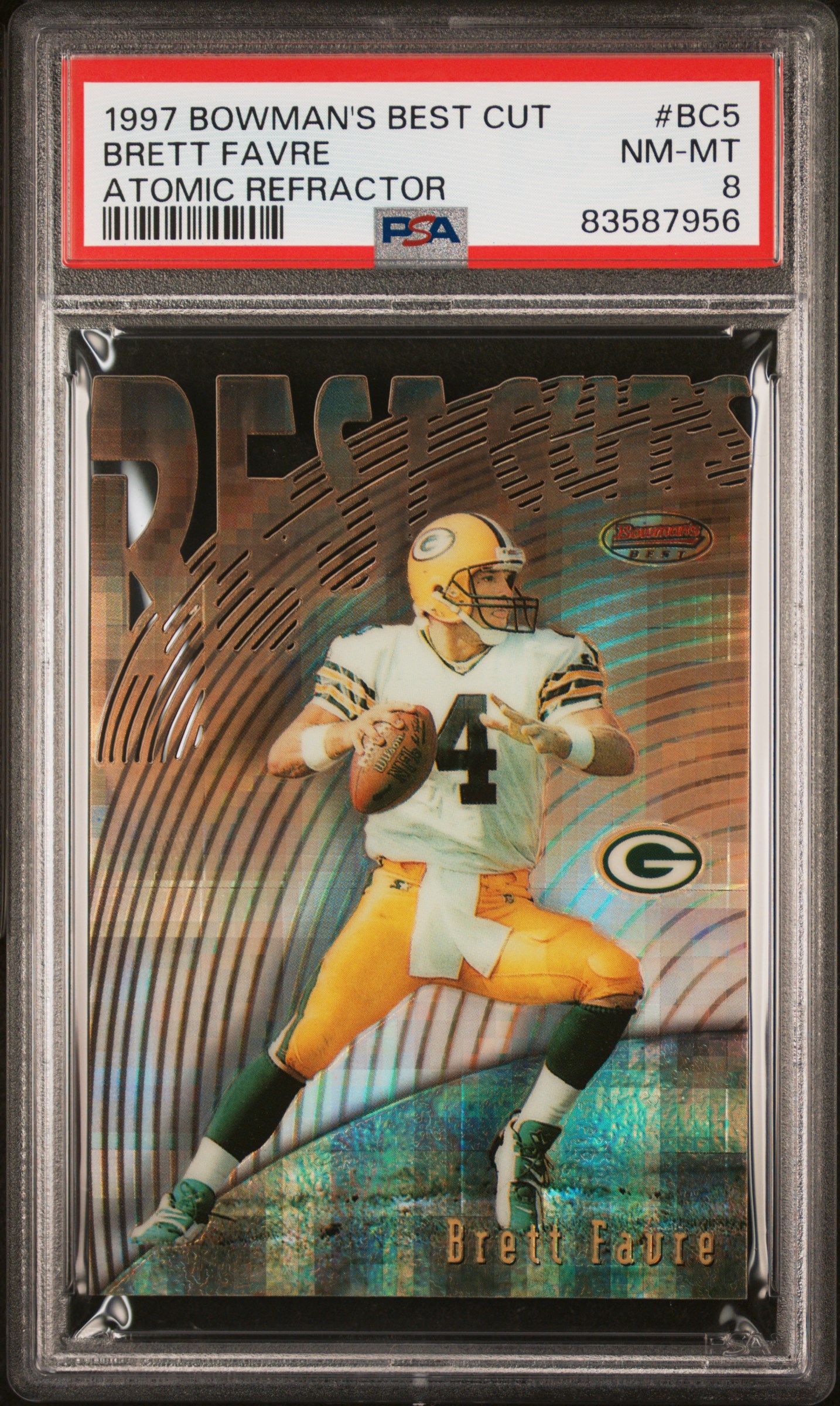 1997 BOWMAN'S BEST BEST CUT #BC5 BRETT FAVRE ATOMIC REFRACTOR
