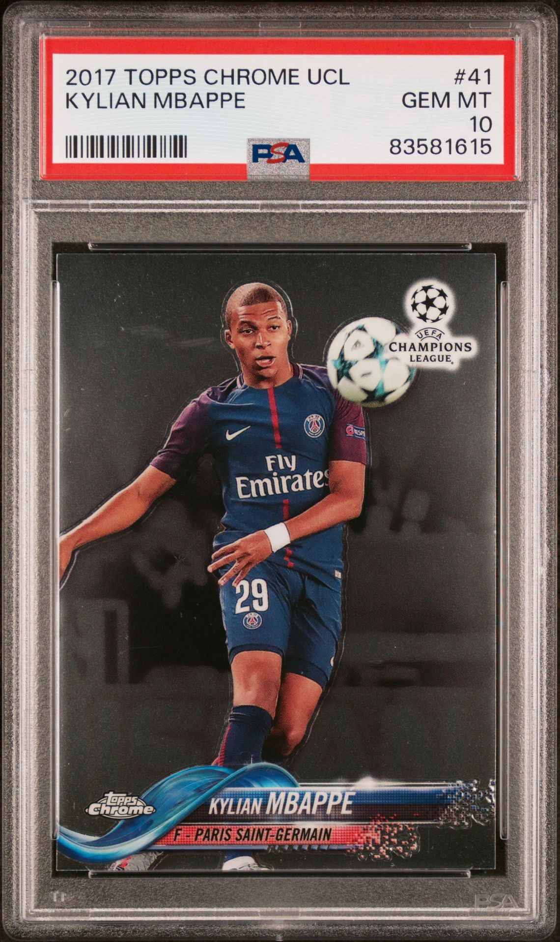 2017 Topps Chrome TOPPS CHROME UEFA CHAMPIONS LEAGUE #41 Kylian Mbappe front