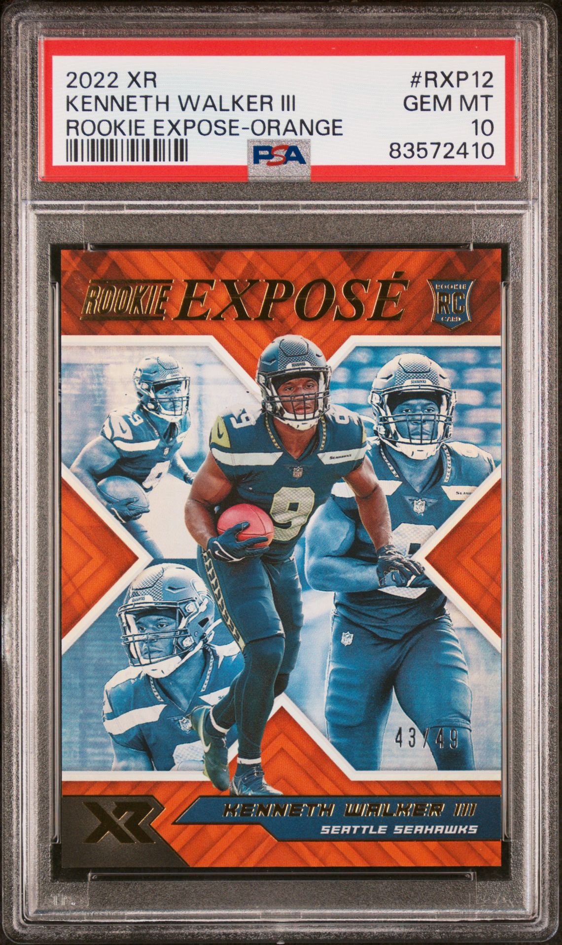 2022 Panini Xr Rookie Expose Kenneth Walker Iii #Rxp12 (Rookie Expose-Orange) Gem Mt 10 front