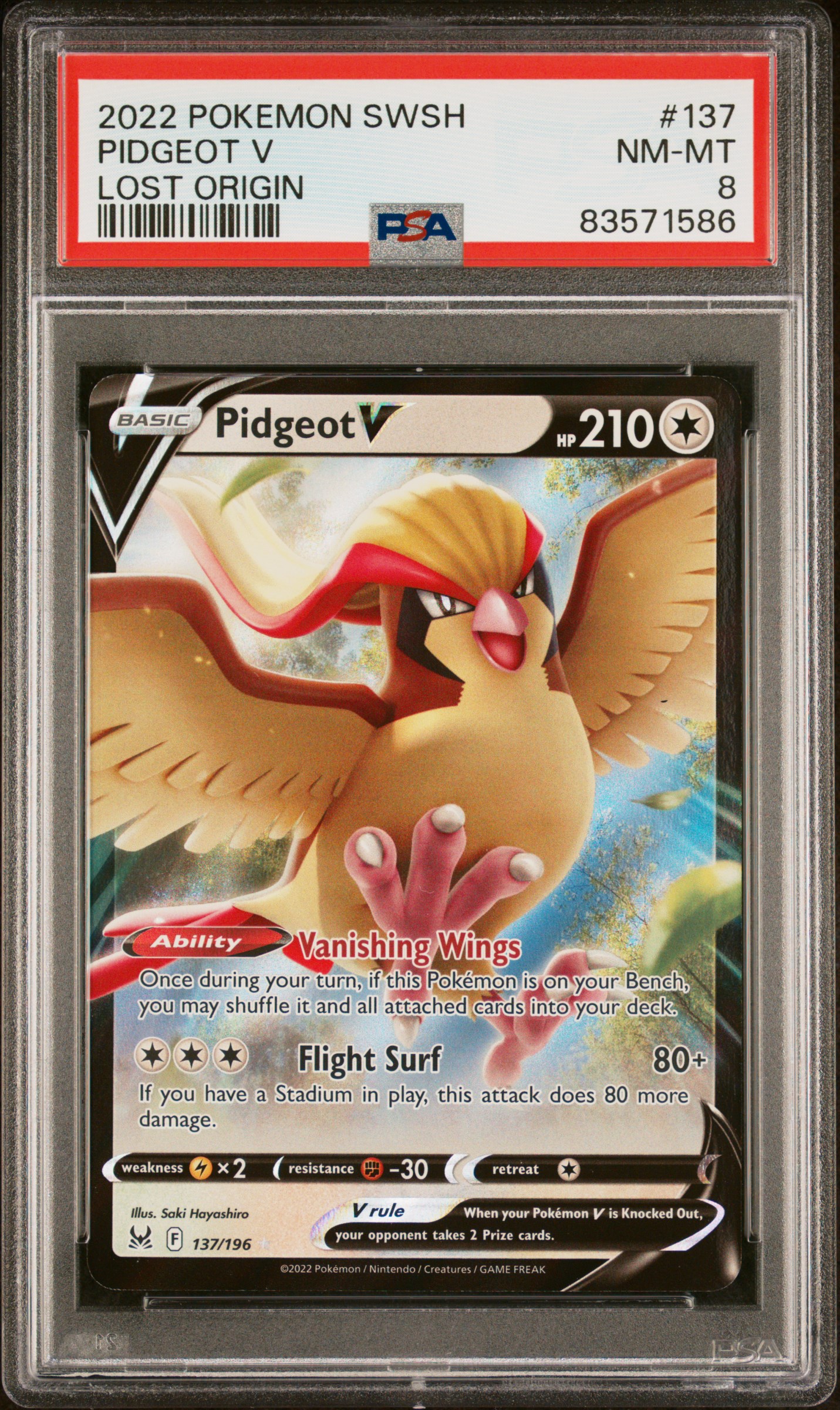 2022 POKEMON SWORD & SHIELD LOST ORIGIN #137 PIDGEOT V LOST ORIGIN