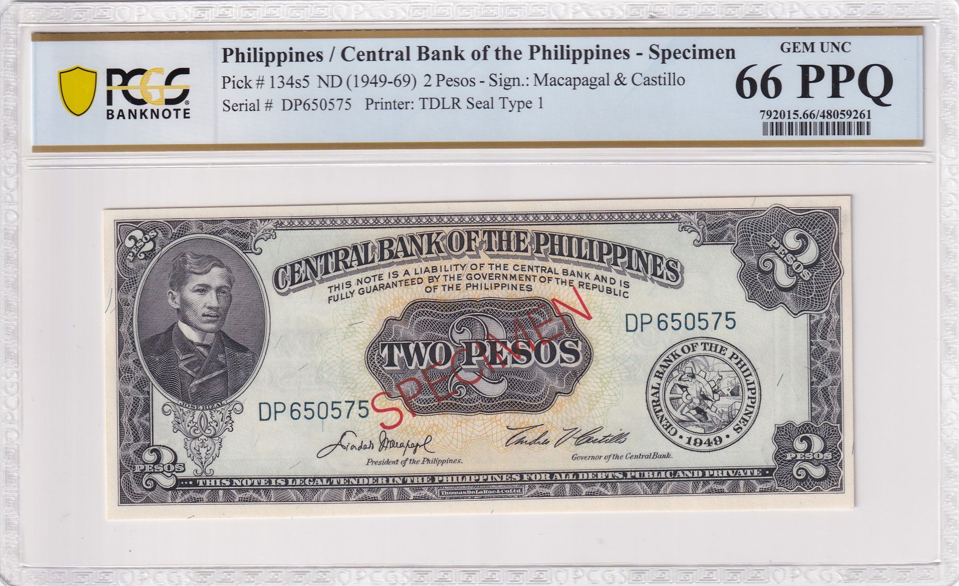 PCGS Certificate Verification Banknote Details For Cert #48059261