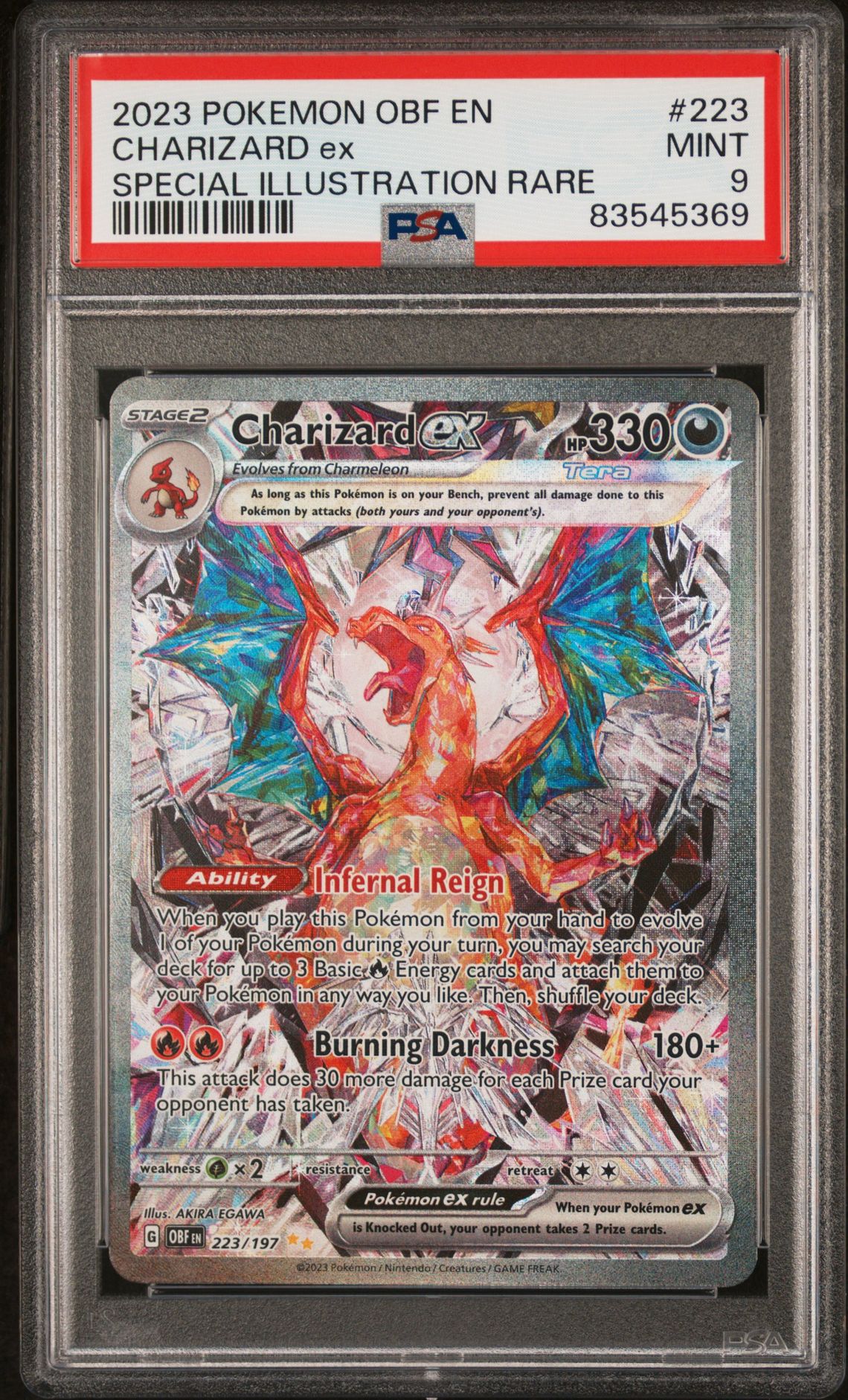 2023 Pokemon POKEMON OBF EN-OBSIDIAN FLAMES SPECIAL ILLUSTRATION RARE #223 Charizard Ex front