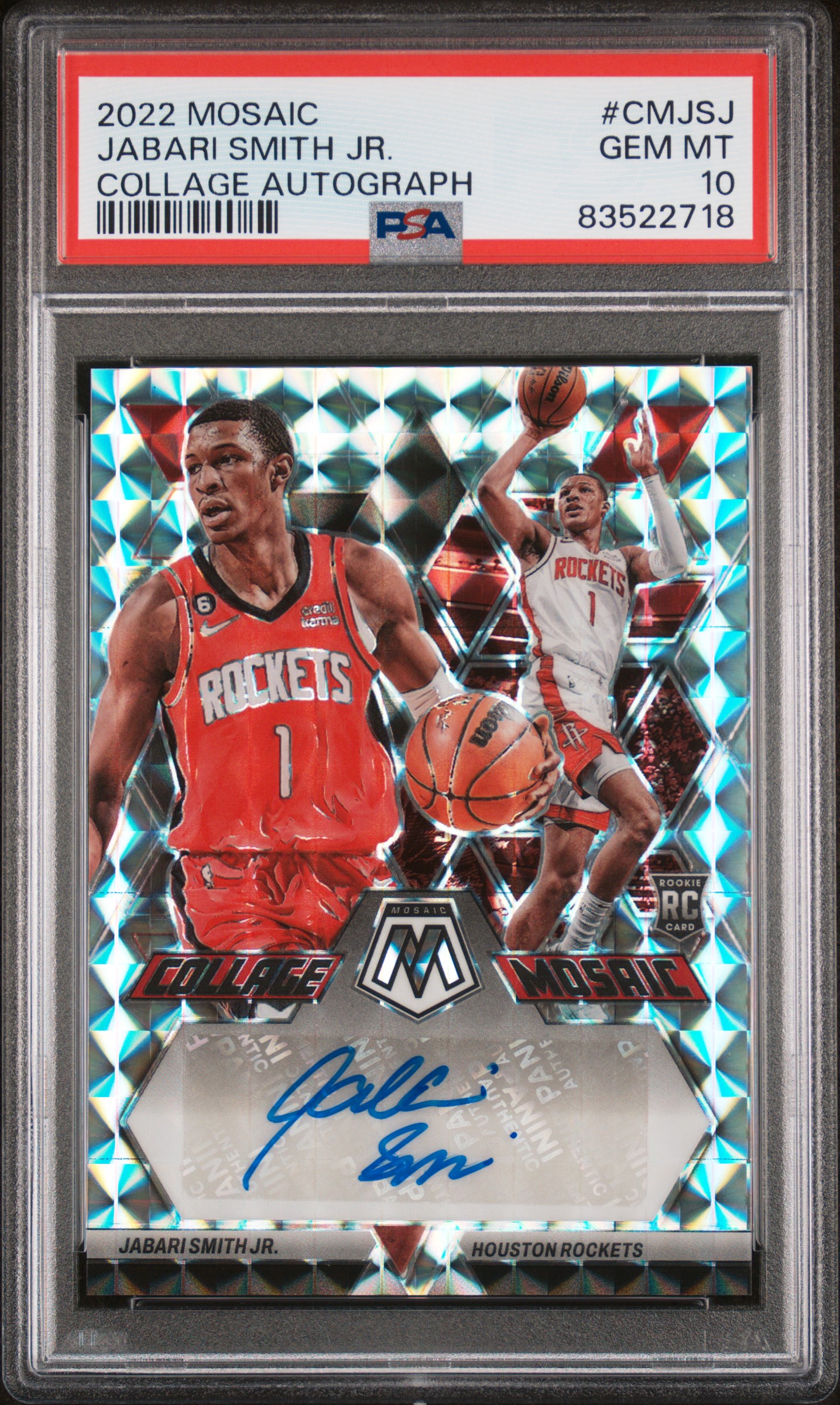 2022-23 Panini Mosaic Collage Autographs Mosaic #CM-JSJ Jabari Smith Jr. Signed Rookie Card – PSA GEM MT 10