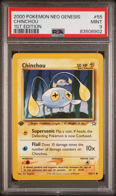2000 Pokemon Neo Genesis 1st Edition #55 Chinchou front