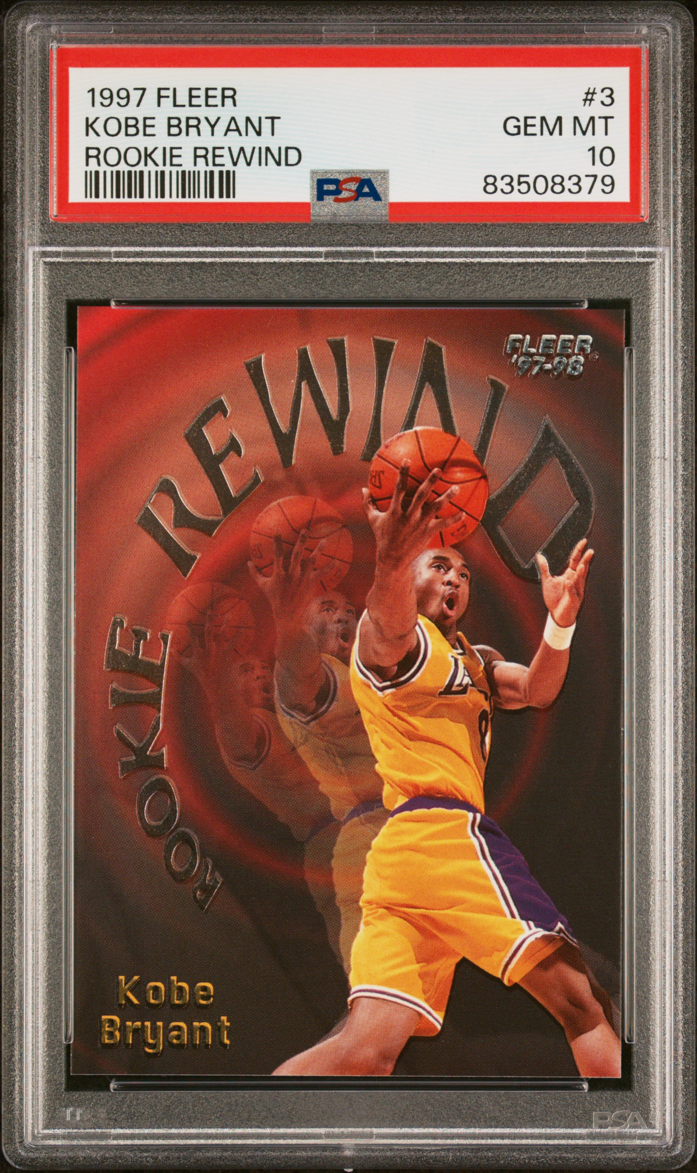 1997-98 Fleer Rookie Rewind #3 Kobe Bryant – PSA GEM MT 10