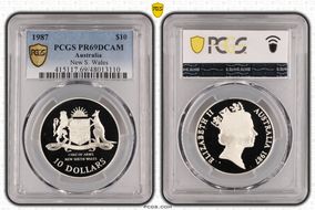 1987 $10 New South Wales KM-93  Ag PR69DCAM