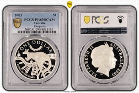2003 $1 Kangaroo Ag PR69DCAM