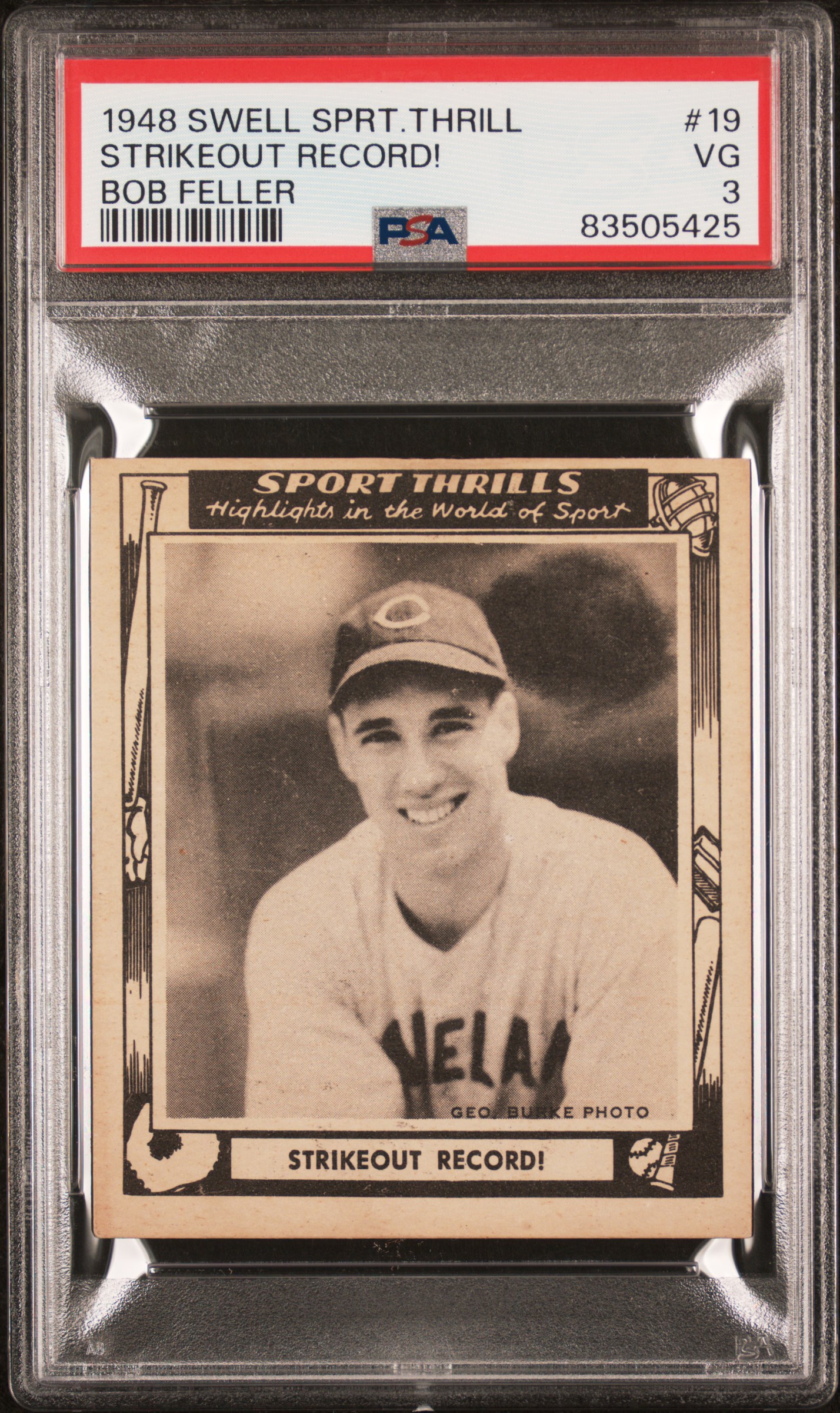 1948 SWELL SPORTS THRILLS #19 STRIKEOUT RECORD! BOB FELLER