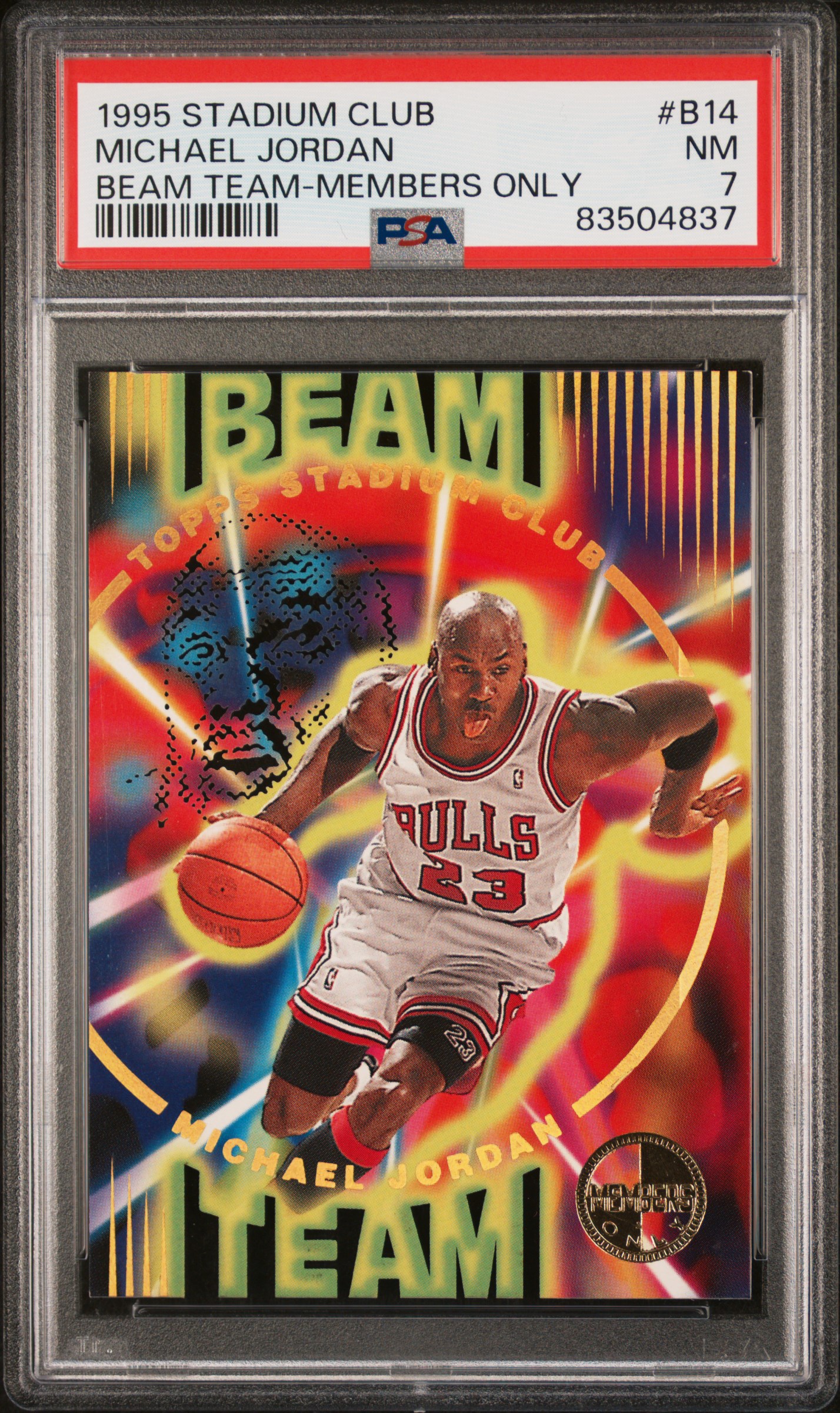 1995-96 Topps Stadium Club Beam Team Members Only #B14 Michael Jordan – PSA NM 7