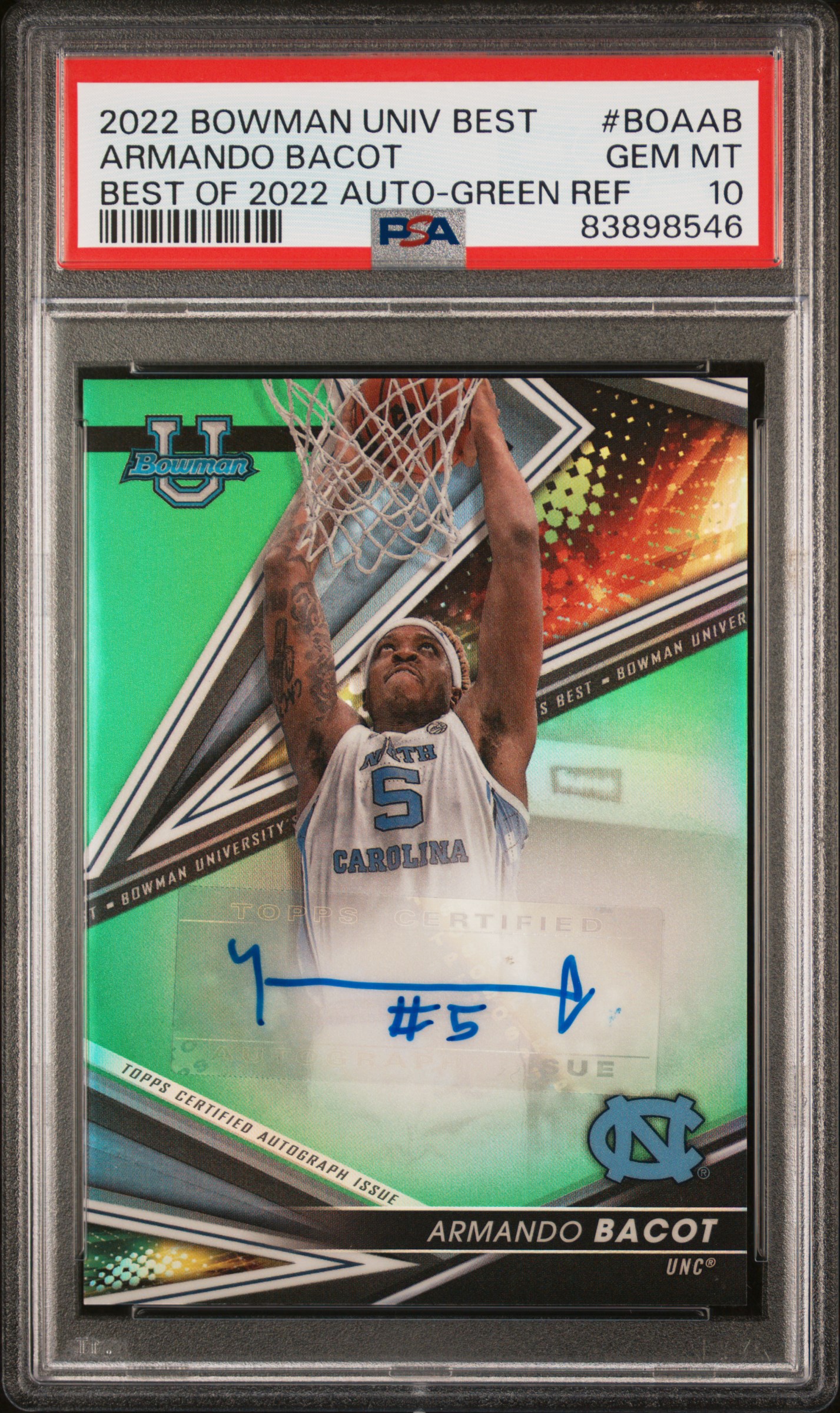 2022 BOWMAN UNIVERSITY BEST BEST OF 2022 AUTOGRAPH #BOAAB ARMANDO BACOT BEST OF 2022 AUTO-GREEN REF