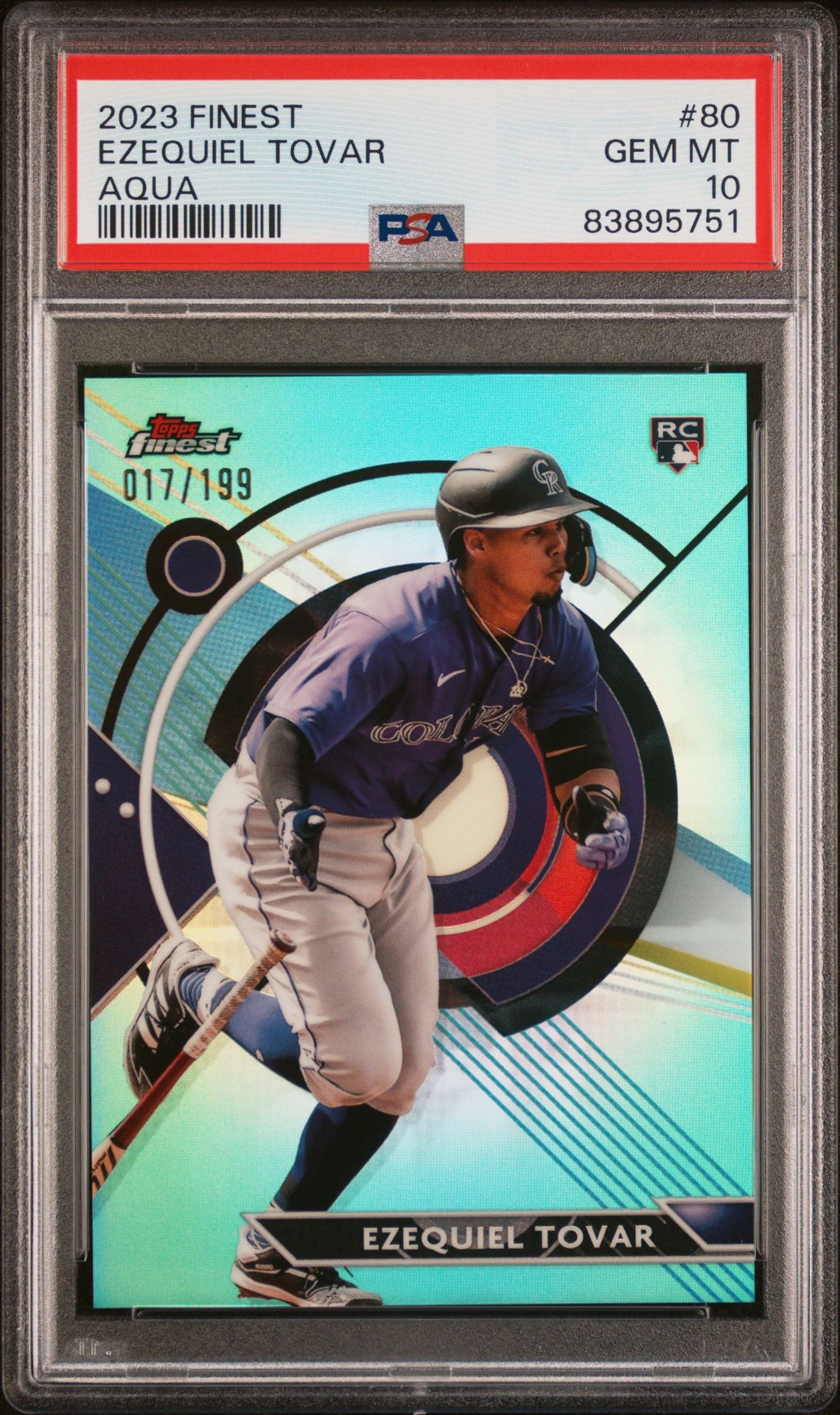 2023 Topps Finest Ezequiel Tovar #80 (Aqua) Gem Mt 10 front