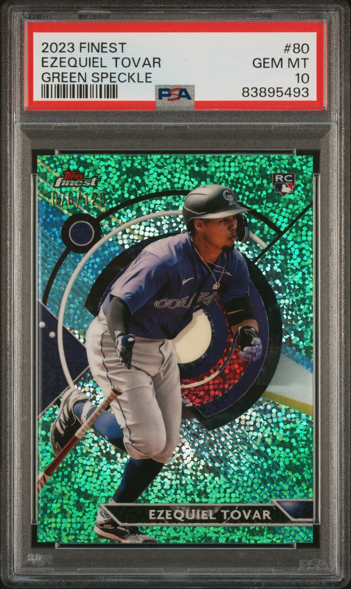 2023 Topps Finest Ezequiel Tovar #80 (Green Speckle) Gem Mt 10 front