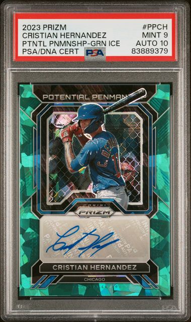 2023 Panini Prizm Potential Penmanship Green Ice #PPCH Cristian Hernandez  Signed Rookie Card – PSA MINT 9, PSA/DNA GEM MT 10 on Goldin Auctions