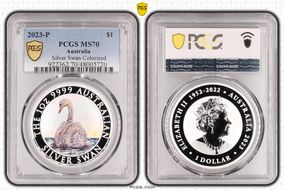 2023-P $1 Silver Swan Colorized MS70