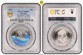 2023 50C Humpback Whale Colorized Antarctic Territory MS69