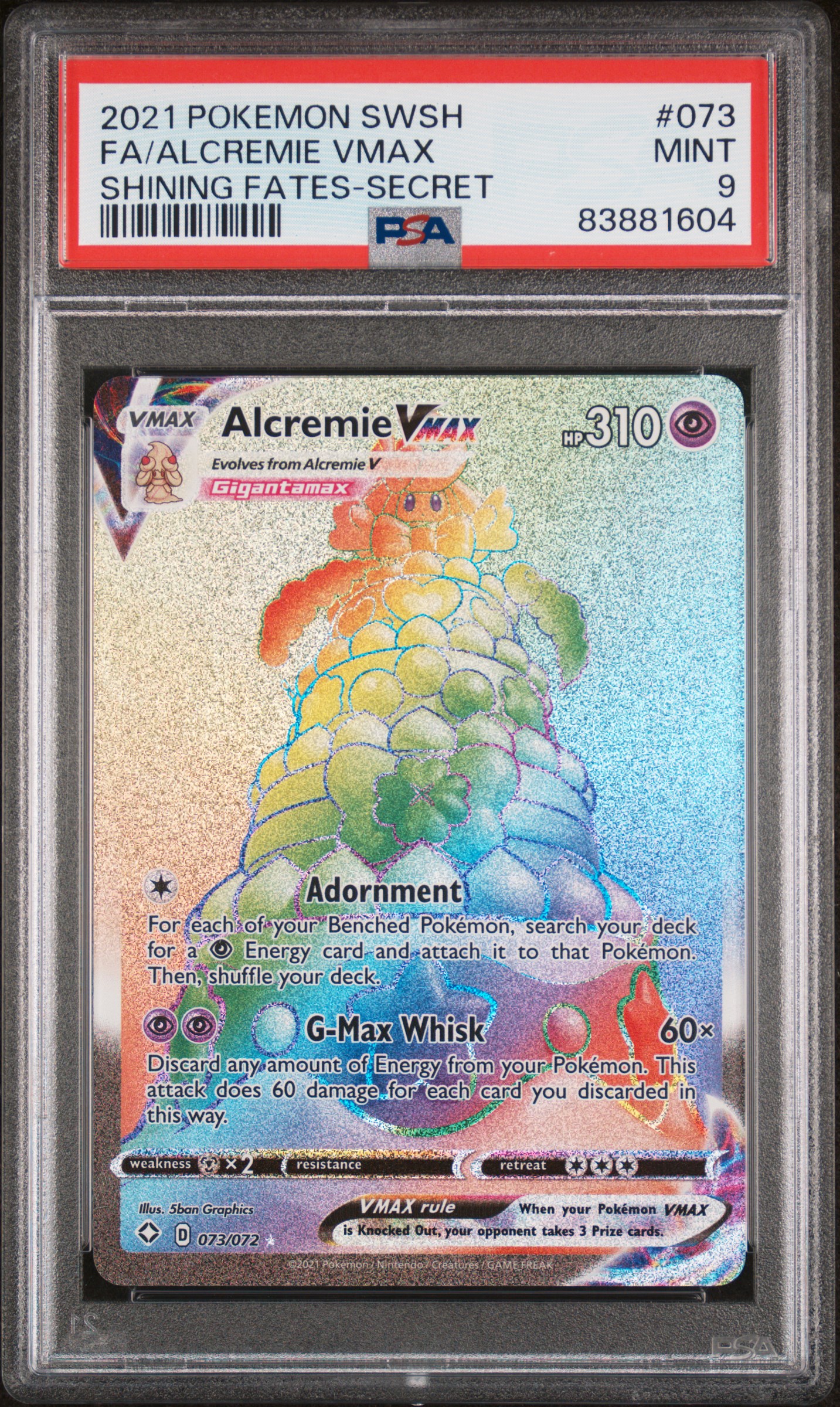 2021 POKEMON SWORD & SHIELD SHINING FATES #073 FA/ALCREMIE VMAX SHINING FATES-SECRET