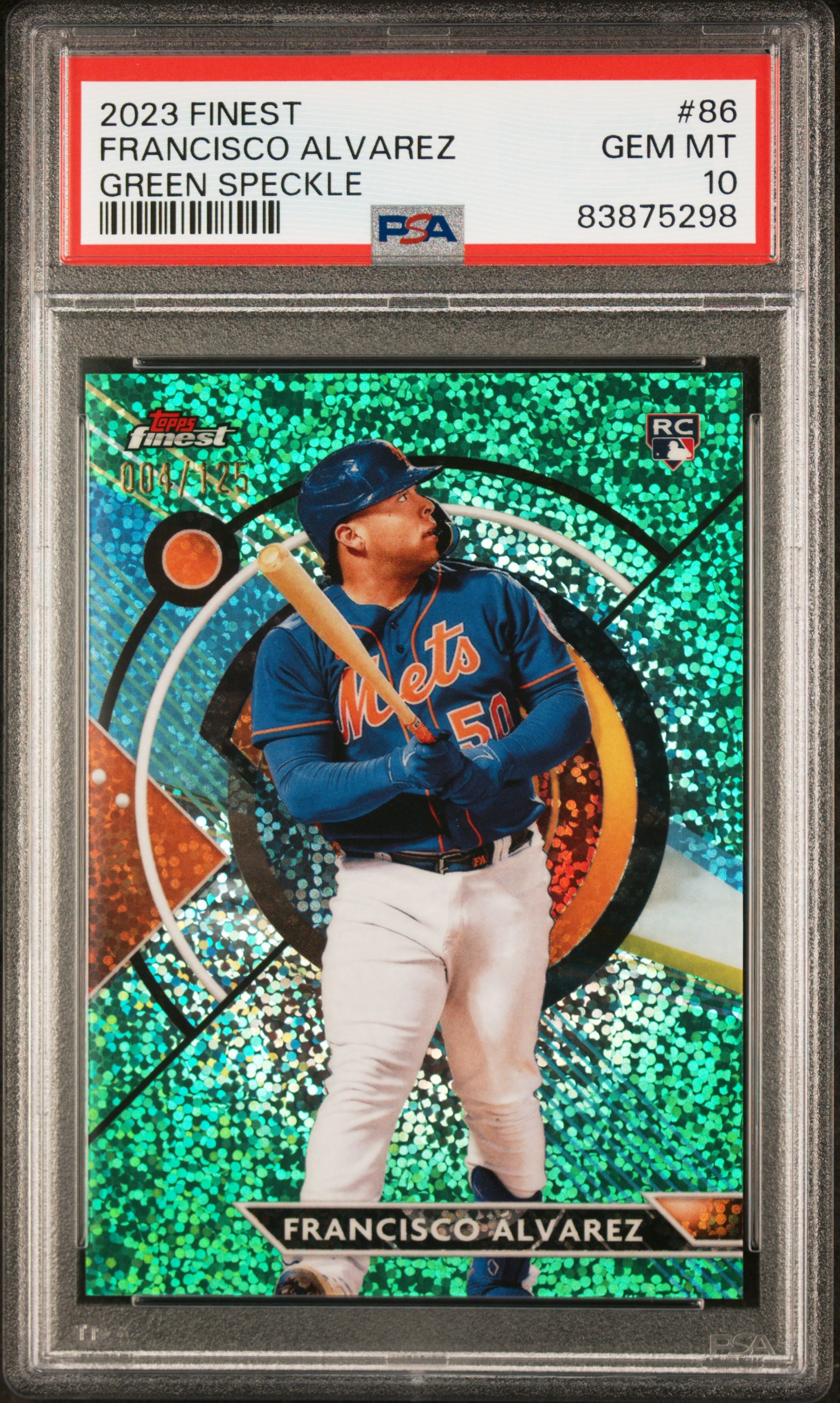 2023 Topps Finest Francisco Alvarez #86 (Green Speckle) Gem Mt 10 front