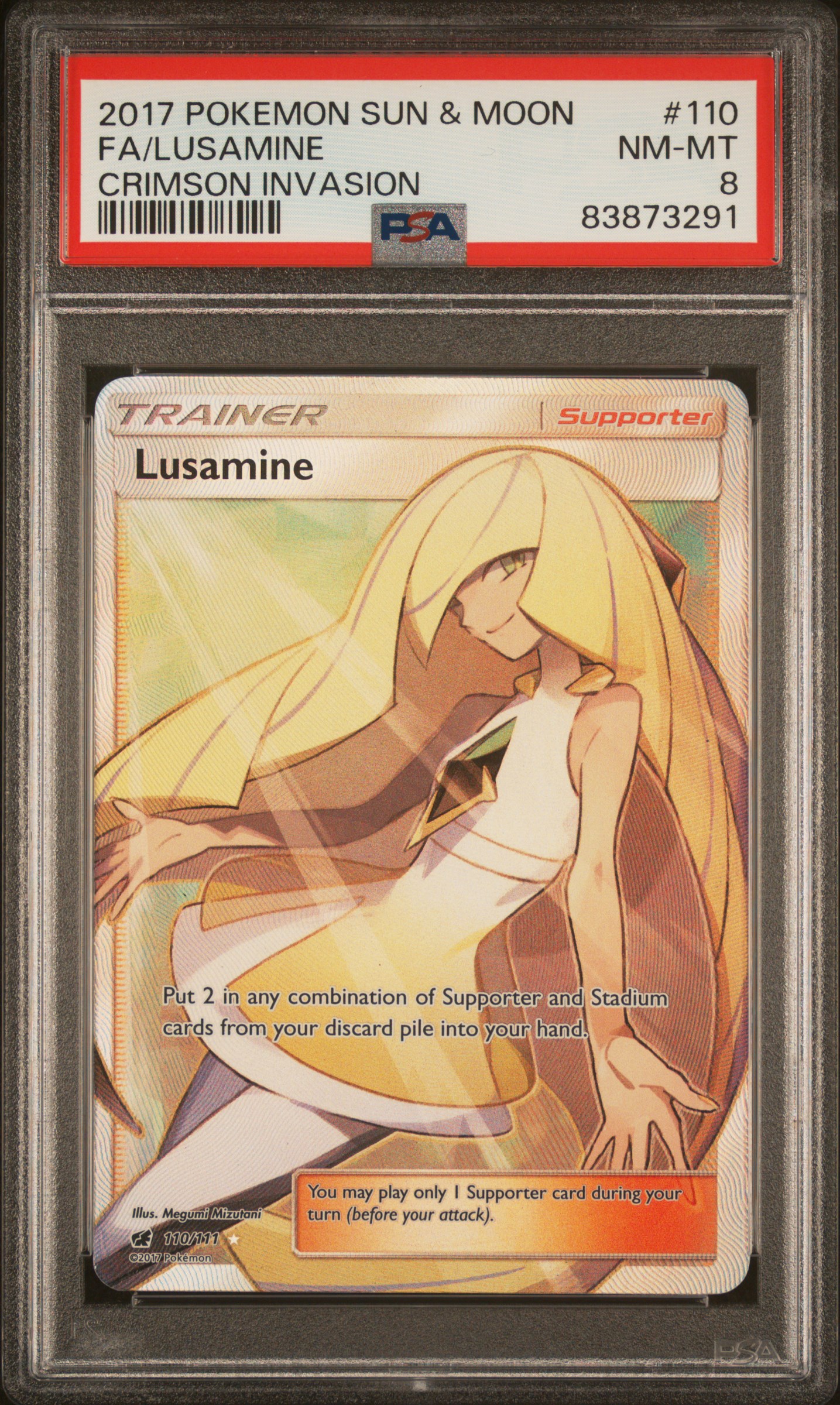 2017 POKEMON SUN & MOON CRIMSON INVASION #110 FA/LUSAMINE CRIMSON INVASION