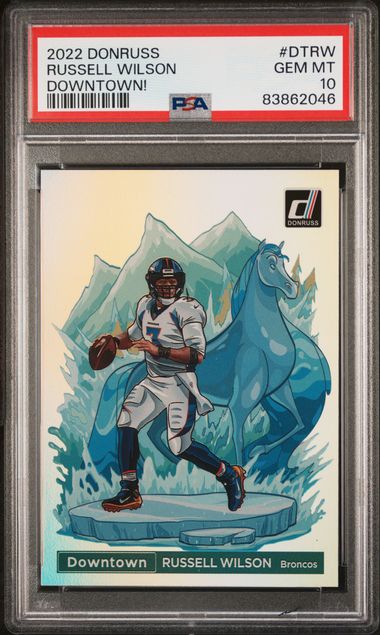 2022 Panini Donruss Downtown #DTRW Russell Wilson – PSA GEM MT 10