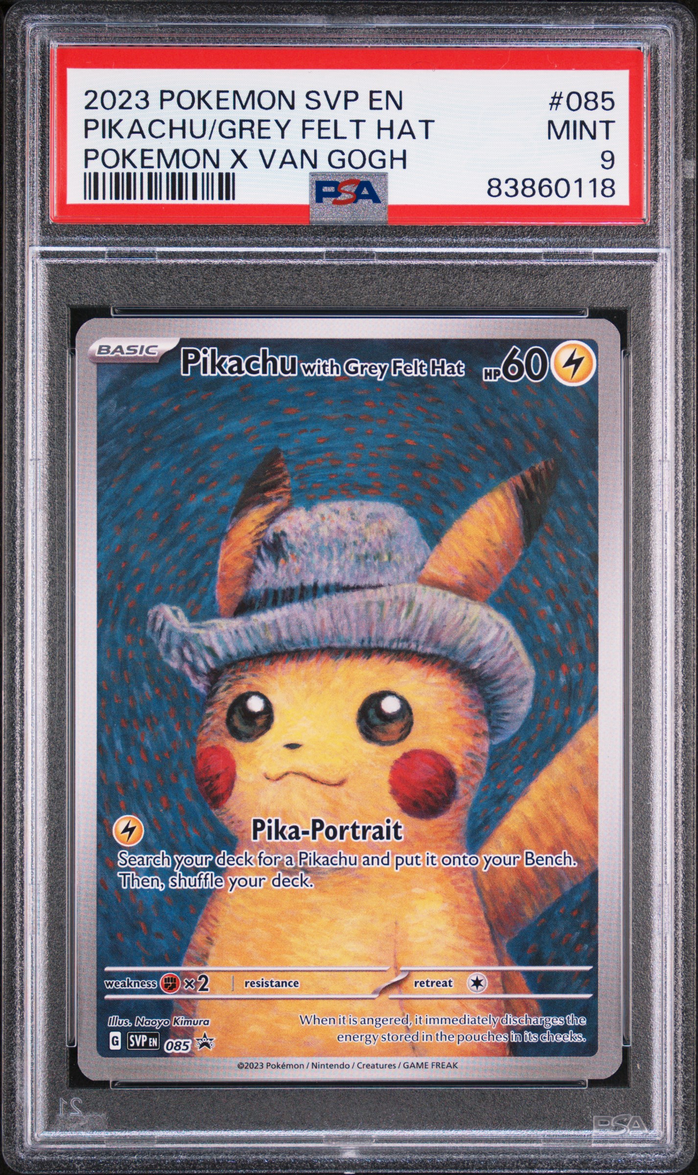 2023 POKEMON SVP EN-SV BLACK STAR PROMO #085 PIKACHU/GREY FELT HAT POKEMON X VAN GOGH